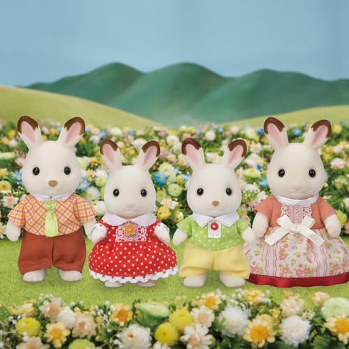 Detalle de Sylvanian Families - La famille Lapin Chocolat (Set 4 figurines) - Un classique articulé pour l’imaginaire des tout-petits