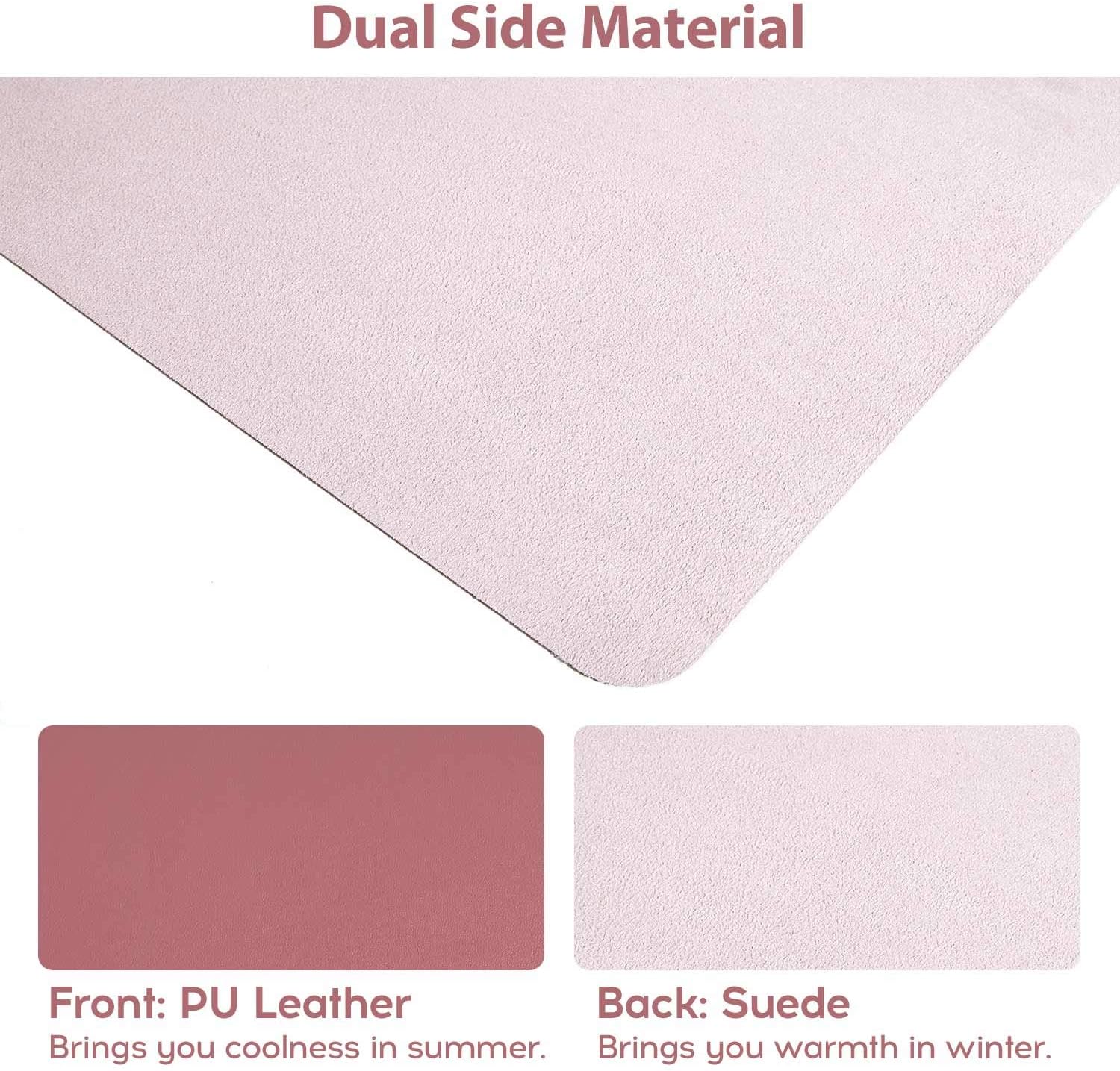 Detalle 2 de DOBAOJIA große Schreibtischunterlage aus PU-Leder (wasserdicht) 70 x 35 cm – Desk Pad für Laptop, Tastatur & Maus in Dunkelrosa