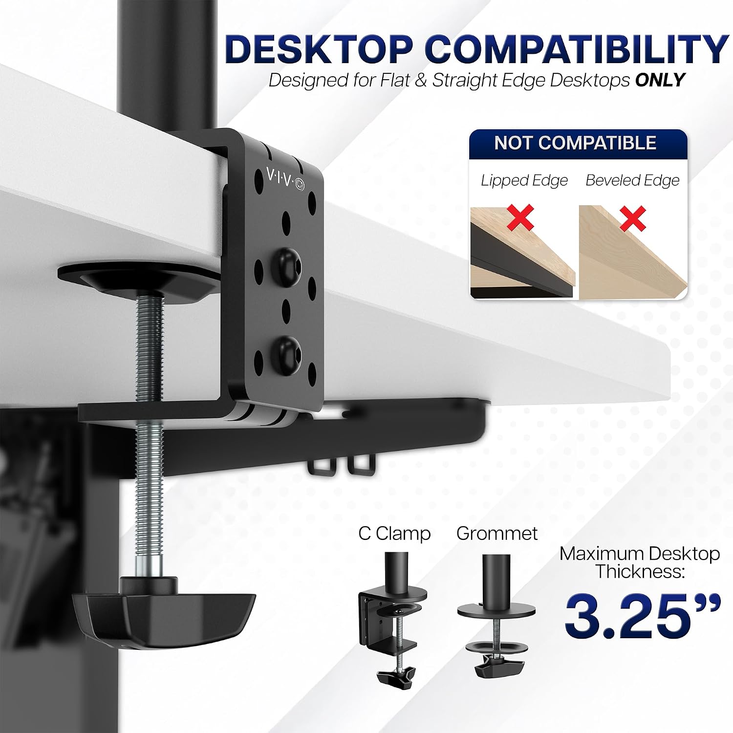 Detalle 2 de VIVO Dual Monitor Desk Mount STAND-V002 (Heavy Duty, Holds 2 Screens up to 30")