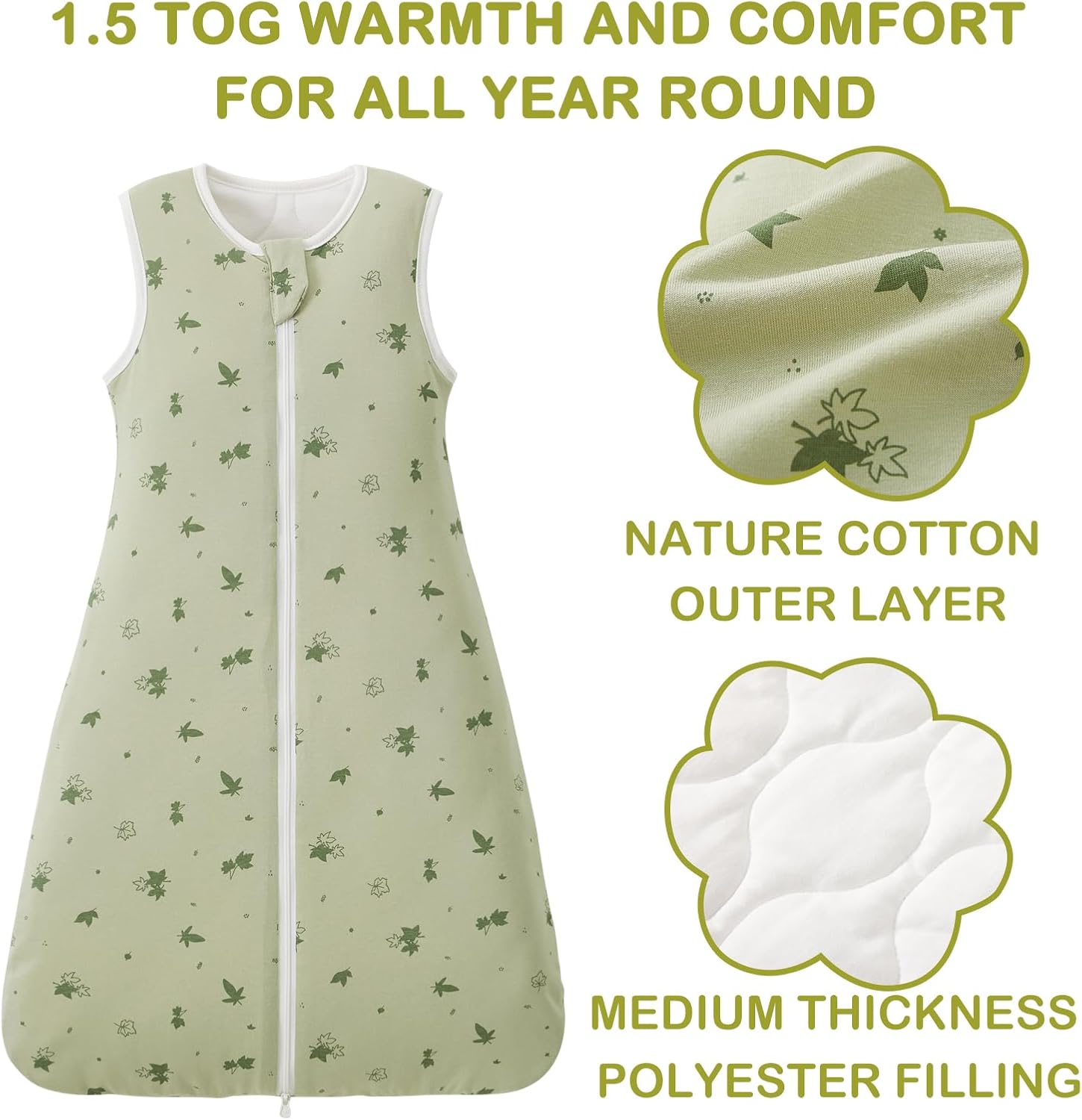 Thumbnail 1 de Nivolltha Super Soft Baby Sleeping Bag 1.5 TOG (100% Cotton) for 18–36 Months – Maples