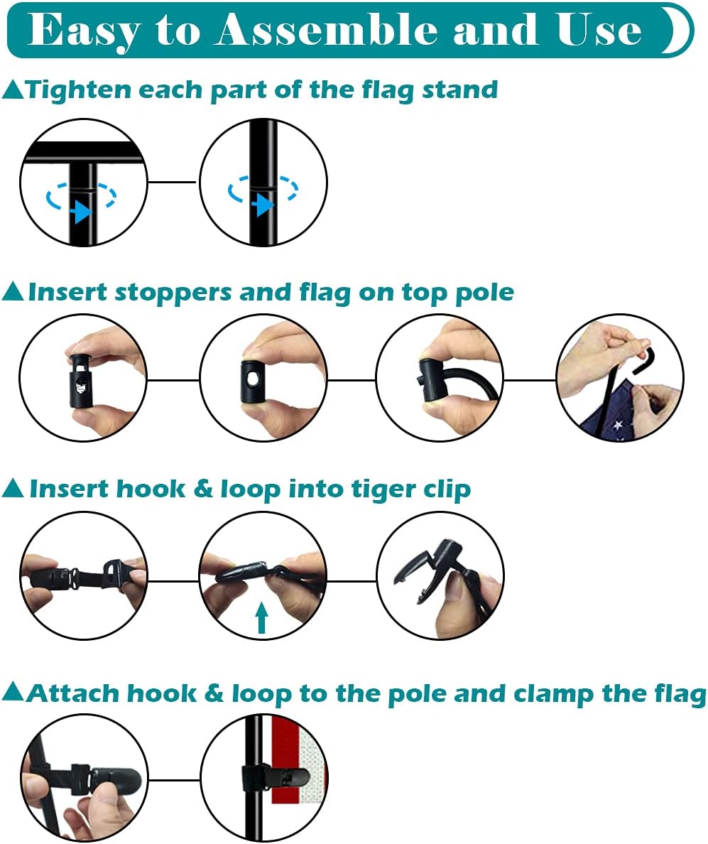Thumbnail 6 de Koutemie 49-Inch Garden Flag Stand, Adjustable 33 or 49 Inches, 5-Prong Base