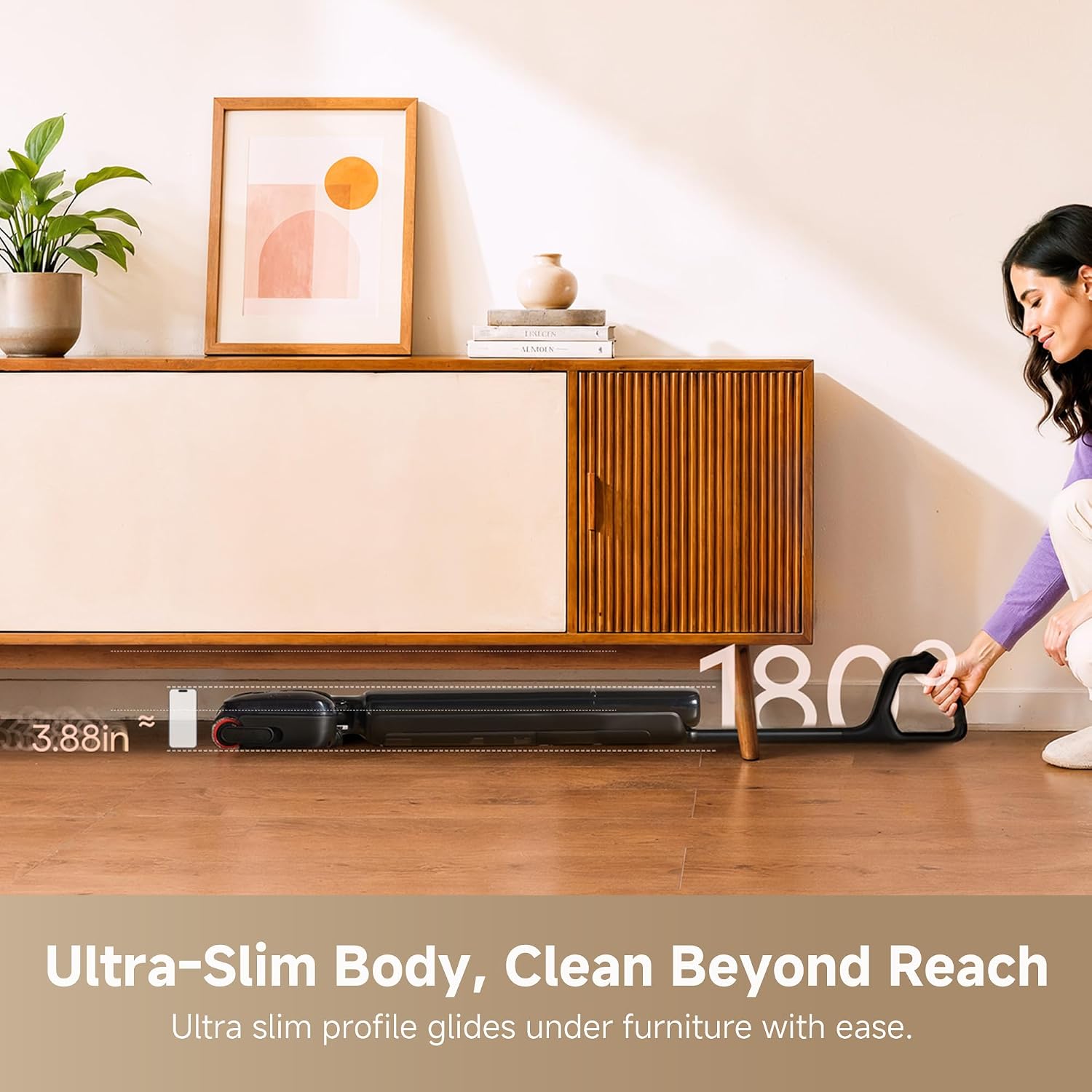 Detalle de DREAME Aero Wet Dry Vacuum Mop, 25 kPa Suction and 180° Lie-Flat Design