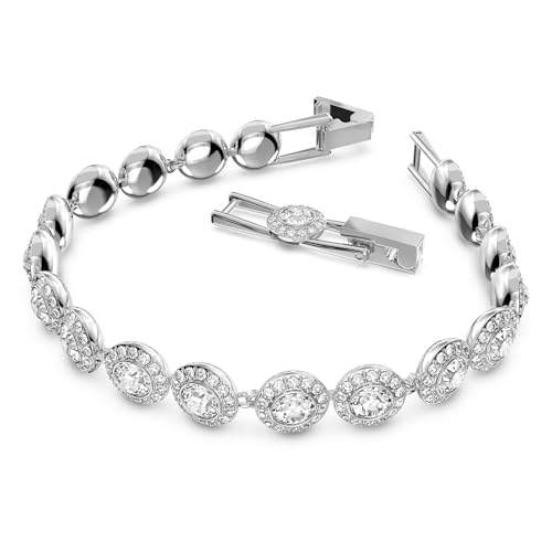 Detalle de Swarovski Set Angelic: bracciale e collana in cristallo bianco, taglio round, placcatura rodio