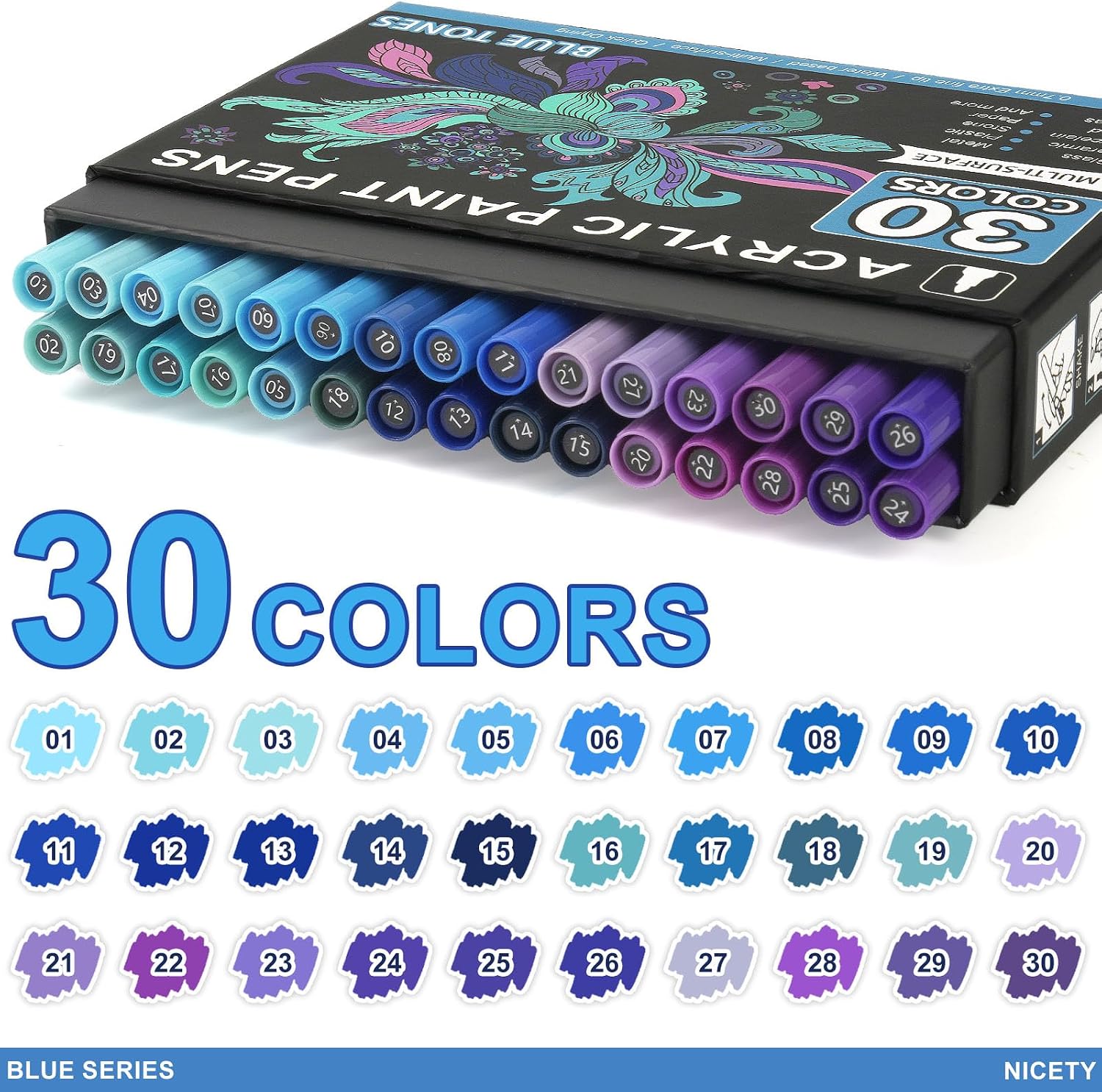 Detalle de Nicety 32 Colours Acrylic Paint Pens (Skin Tones) - Dual-tip brush and fine markers for rock, stone, ceramic and more