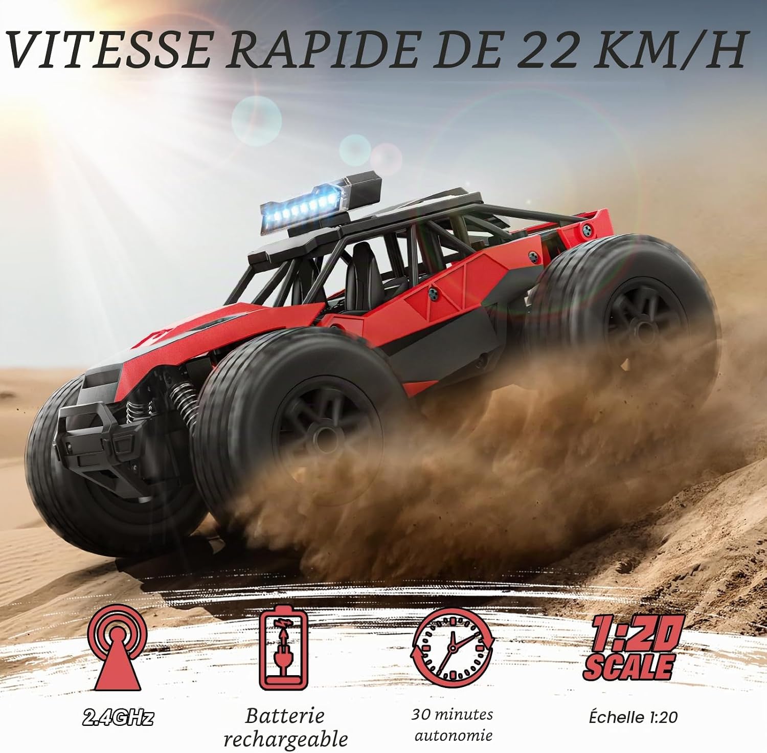 Detalle de FUIOCOCP Machinina snelheid RC-terreinwagen, 2,4 GHz en tot ca. 22 km/u