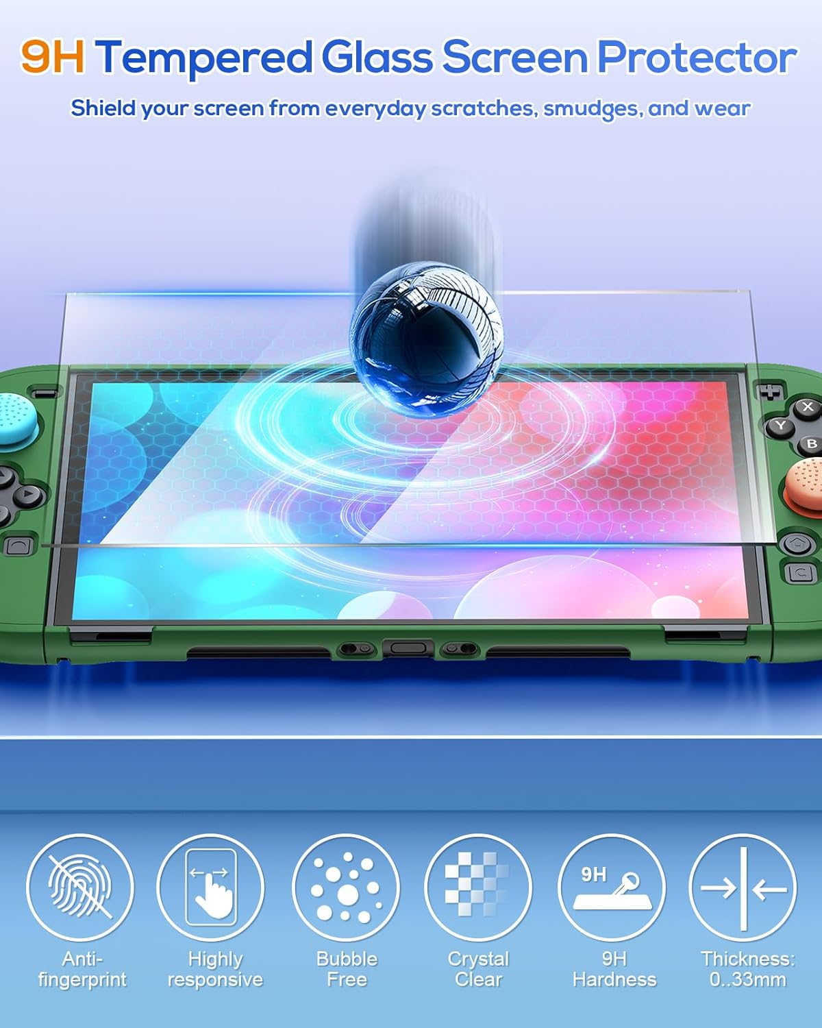 Detalle de FYOUNG Protective Case for Nintendo Switch 2 2025 – Slim Hard Shell with Screen Protectors and Grip Caps