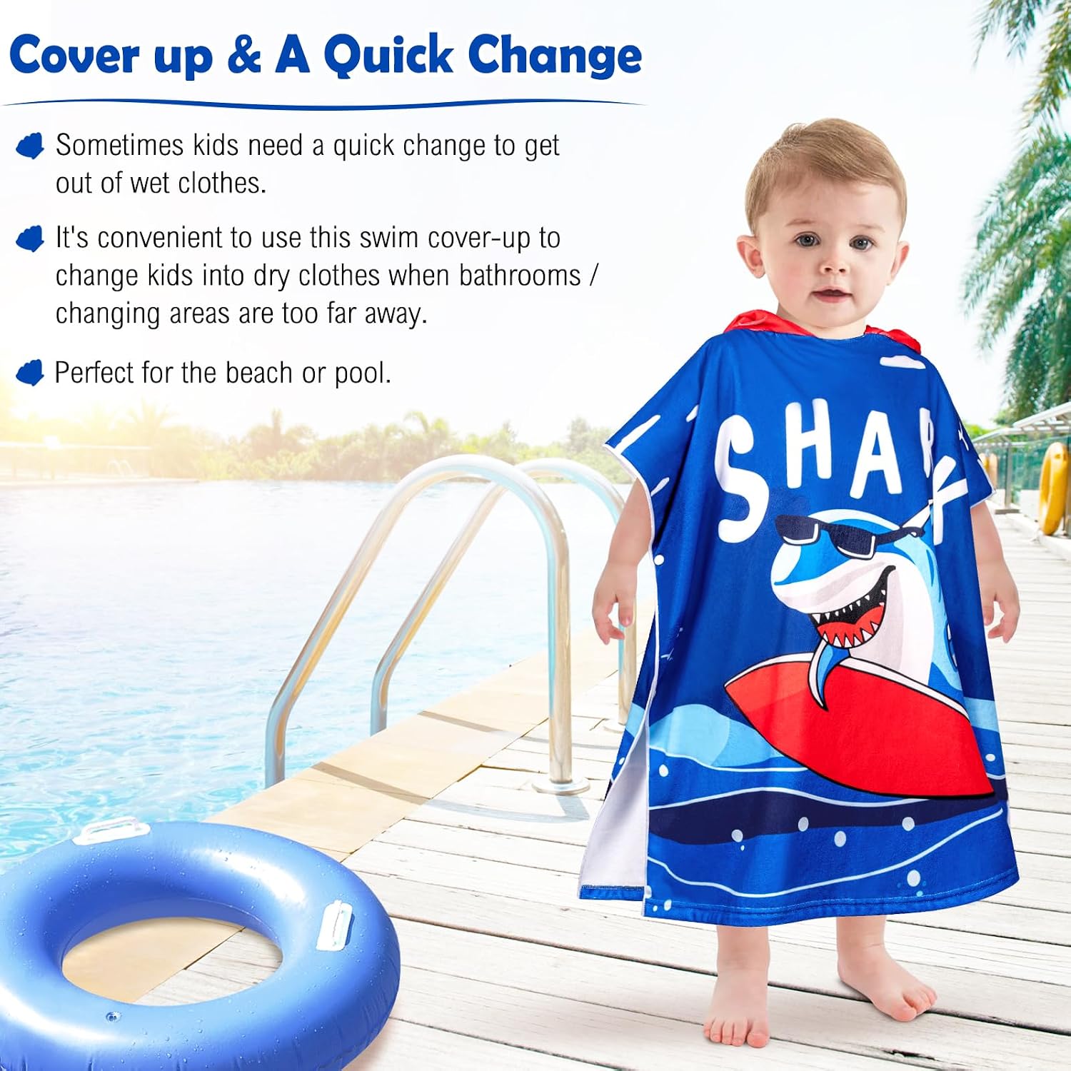 Thumbnail 6 de BTNEEU Poncho de Bain Enfant – Serviette de Plage à Capuche Ultra Absorbante (2–6 ans, 29,5 x 59 pol.)