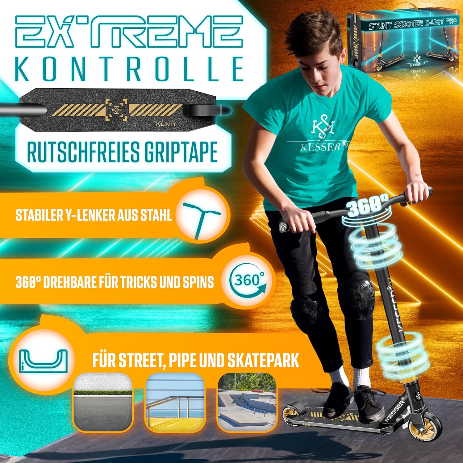 Thumbnail 1 de KESSER® X-Limit-Pro Stunt Scooter 110 mm 🛴