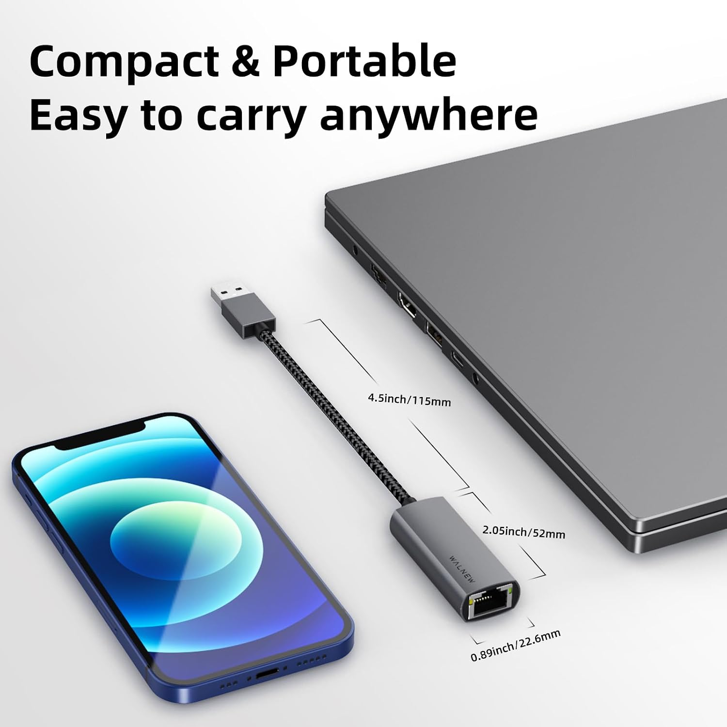 Thumbnail 4 de WALNEW USB 3.0 Ethernet Adapter — 1Gbps USB to RJ45 Network Adaptor for Mac, Windows, and Chrome OS
