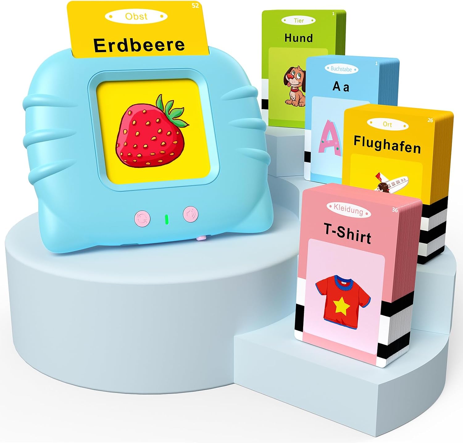 Imagen de GUYUCOM Lernspielzeug für Kinder von 1 bis 6 Jahren – 112 doppelseitige Lernkarten mit 224 Wörtern, hörbar und wiederaufladbar (Blau) en OfertitasTOP