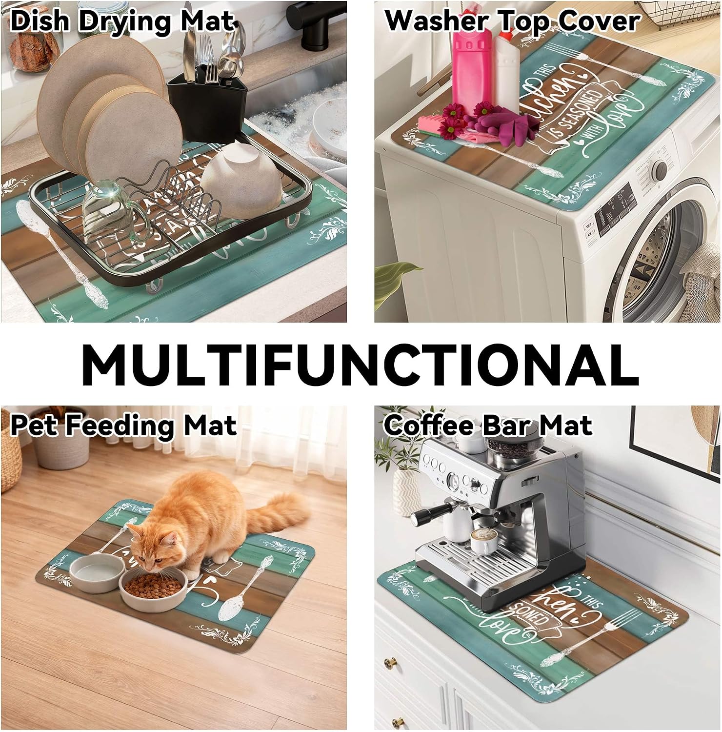 Thumbnail 5 de Noulmea Noulmea Rustic Wooden Striped Electric Stove Top Cover, 28" x 20