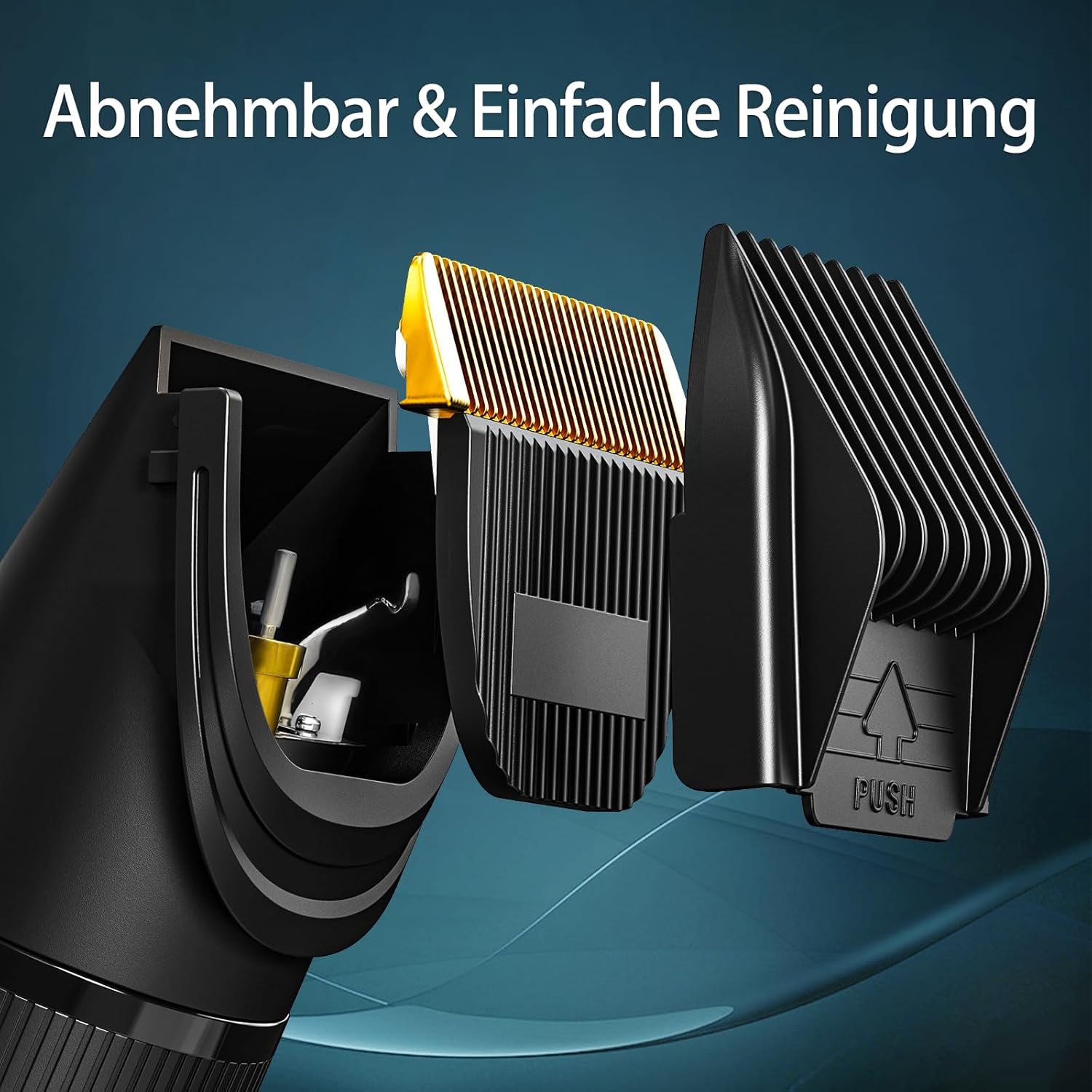 Thumbnail 3 de HSKAI 2-in-1 Profi Haarschneider & Barttrimmer – Elektrischer Rasierer für Gesicht, Kopf und Körper mit Keramik-Titan-Klingen