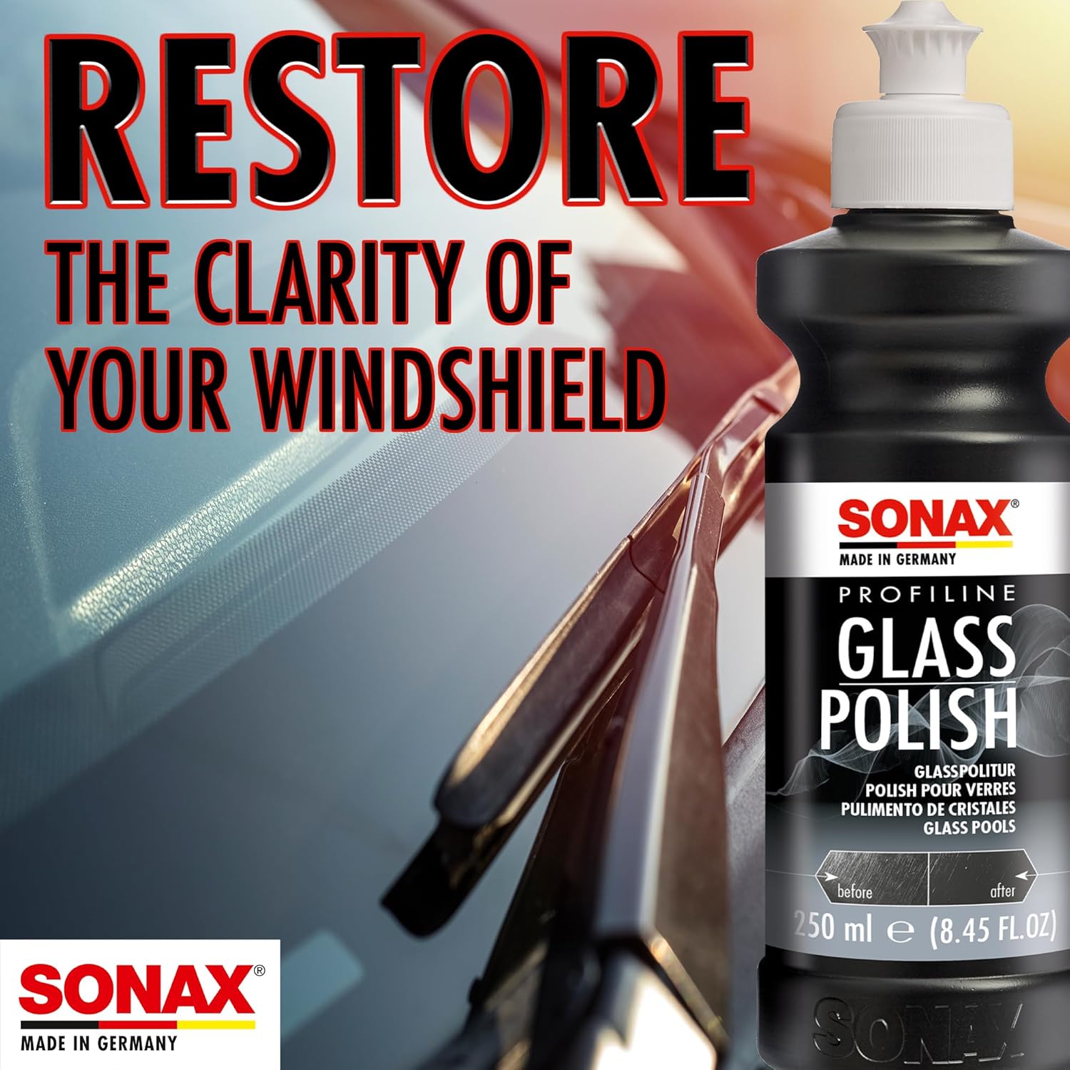 Thumbnail 4 de SONAX PROFILINE Glass Polish (250 ml) – polissage sans silicone pour vitres automobiles