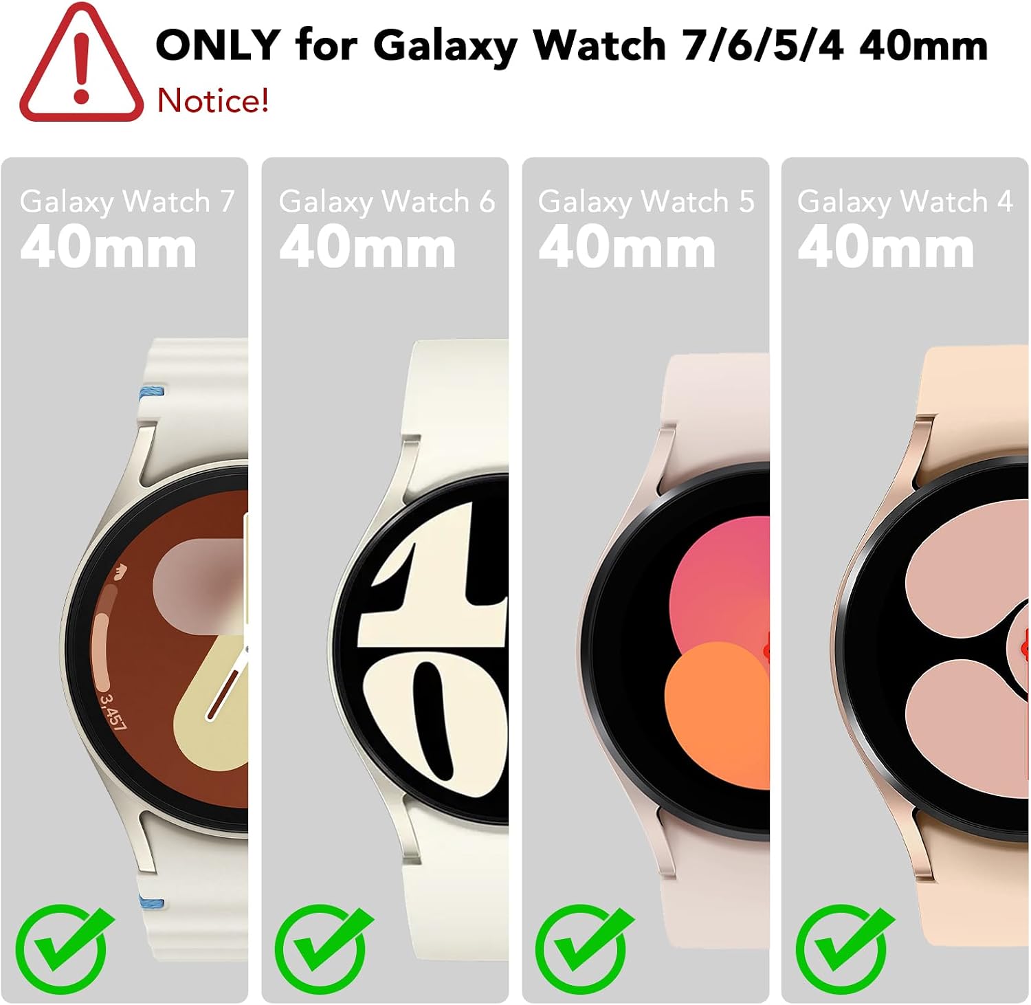 Thumbnail 1 de SPGUARD for Galaxy Watch 7/6/5/4 40mm Tempered Glass Screen Protector, 4-Pack