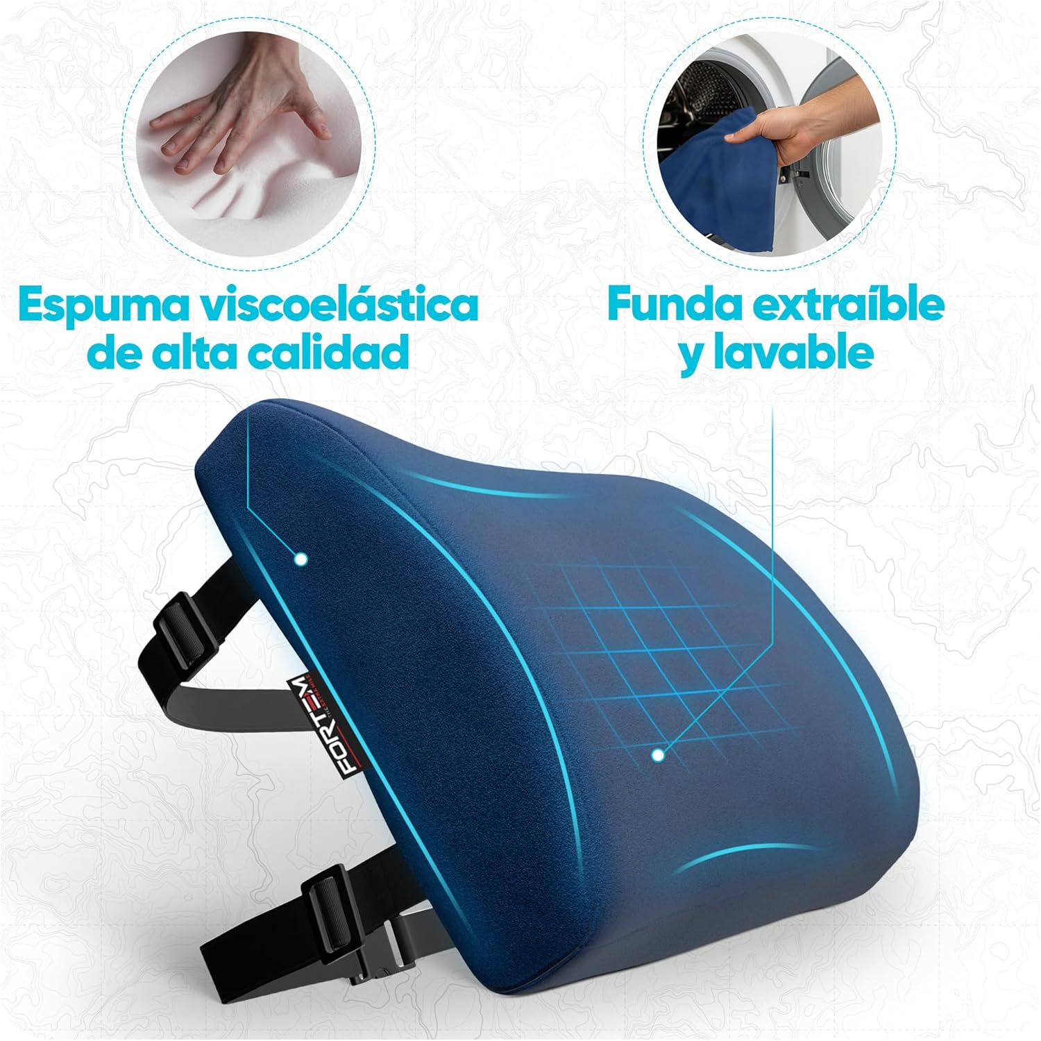 Thumbnail 1 de FORTEM Cojín Lumbar Ergonómico 💺 Con Espuma Viscoelástica