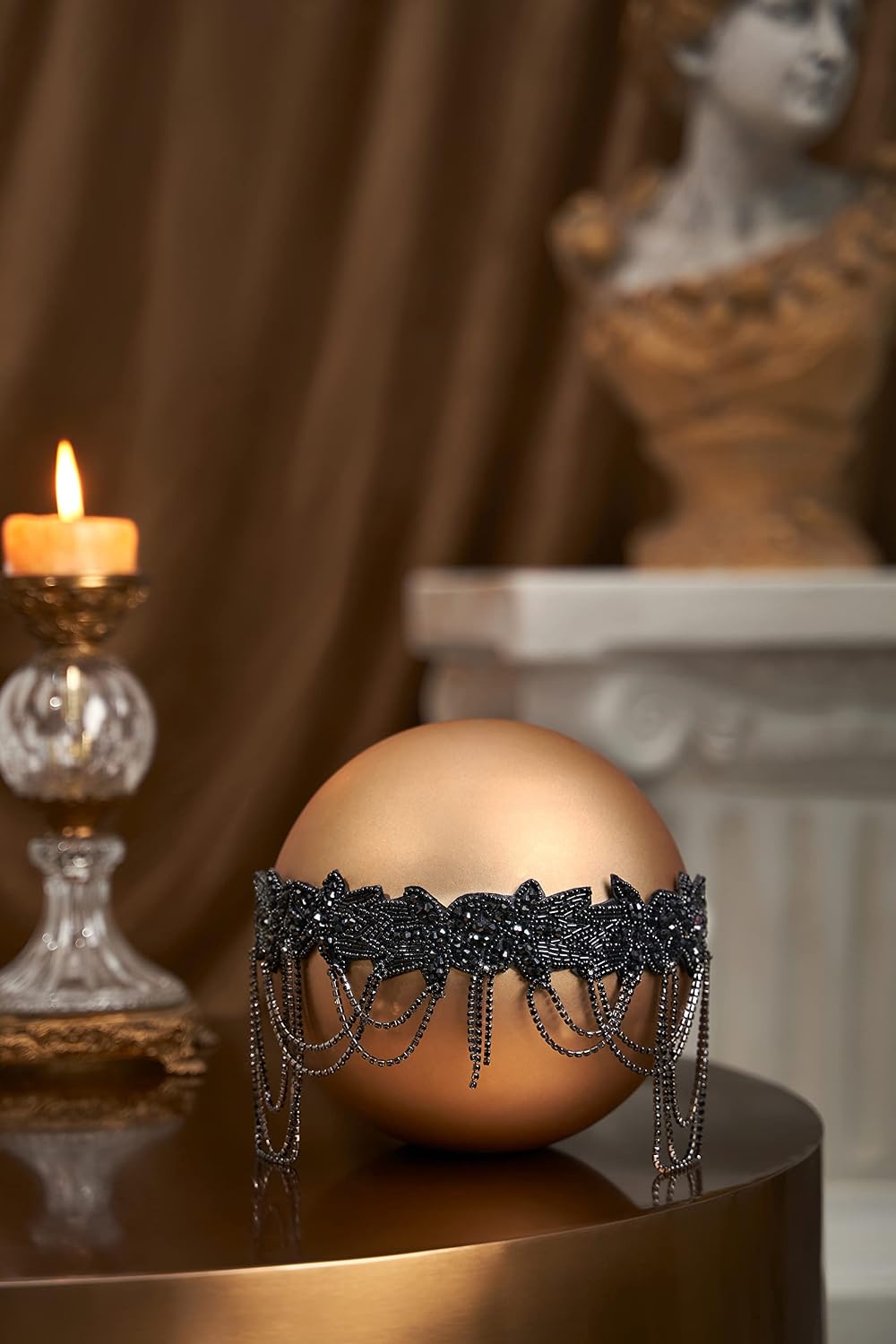 Detalle 2 de BABEYOND 1920s Flapper Headpiece with Crystal Rhinestones and Beaded Chains