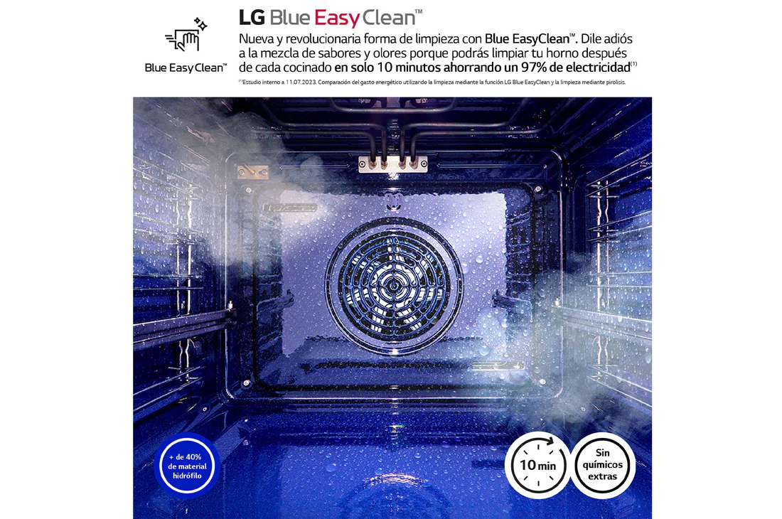 Detalle de LG Horno pirolítico Instaview 76L WSED7613S: limpieza avanzada y acero inoxidable
