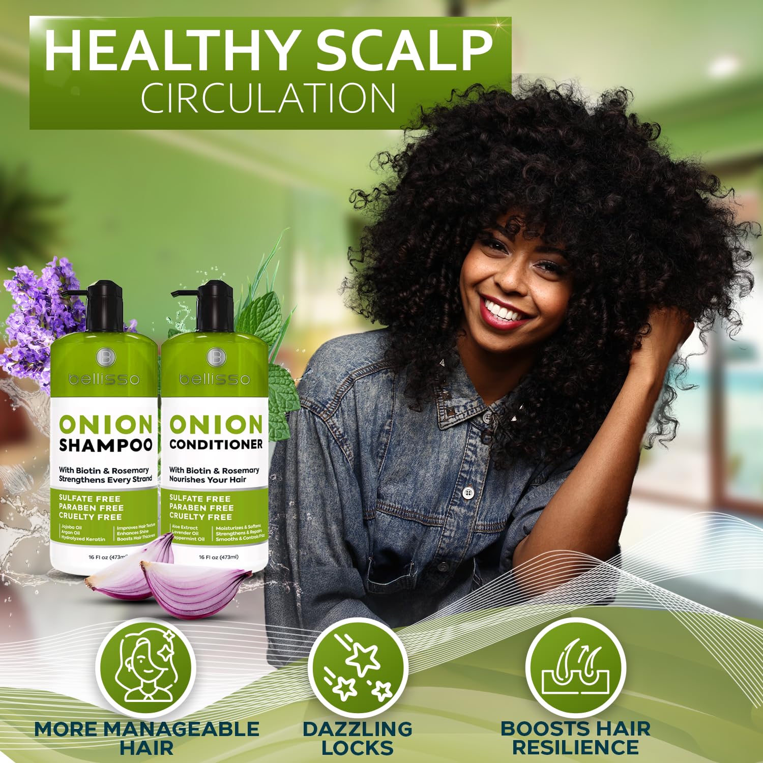 Thumbnail 6 de BELLISSO Onion Shampoo and Conditioner Set with Rosemary and Biotin
