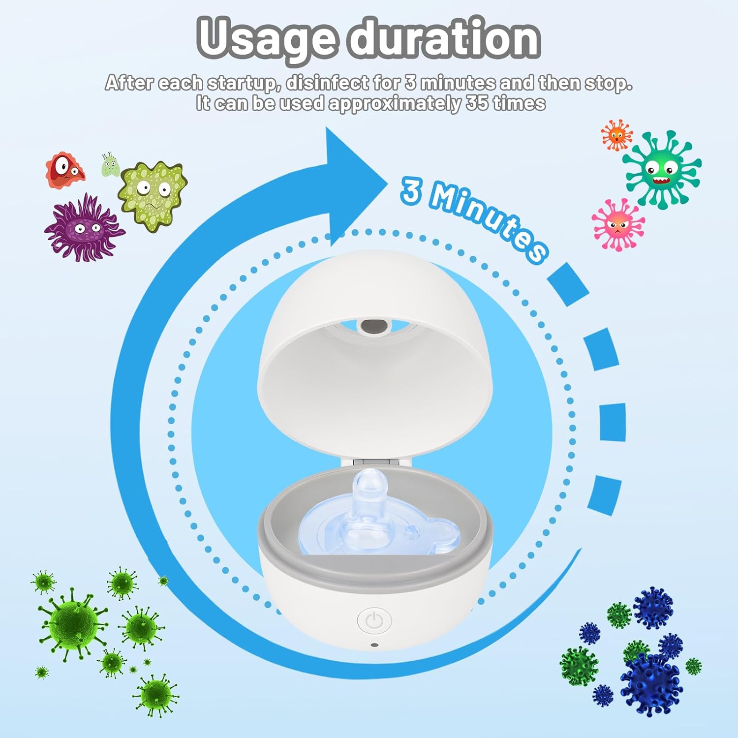 Thumbnail 2 de Portable UV Dummy Steriliser (3-Min 99.99%): Type-C Rechargeable Mini Pacifier Disinfection Box, 400mAh