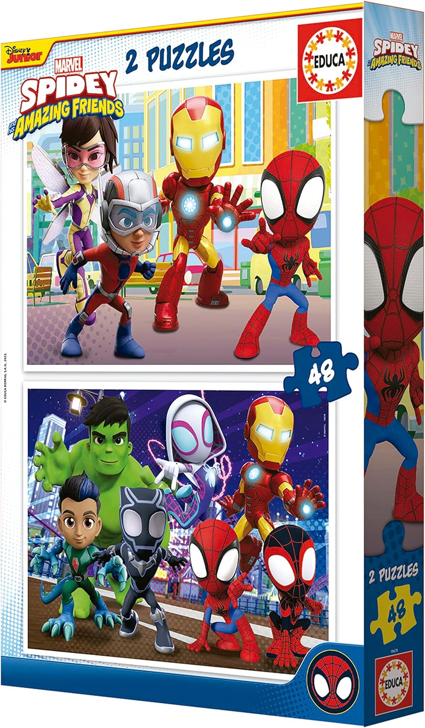 Thumbnail 3 de Educa 2x48 pièces Spidey & Amazing Friends — ensemble de 2 puzzles enfant dès 4 ans (48 pièces chacun)