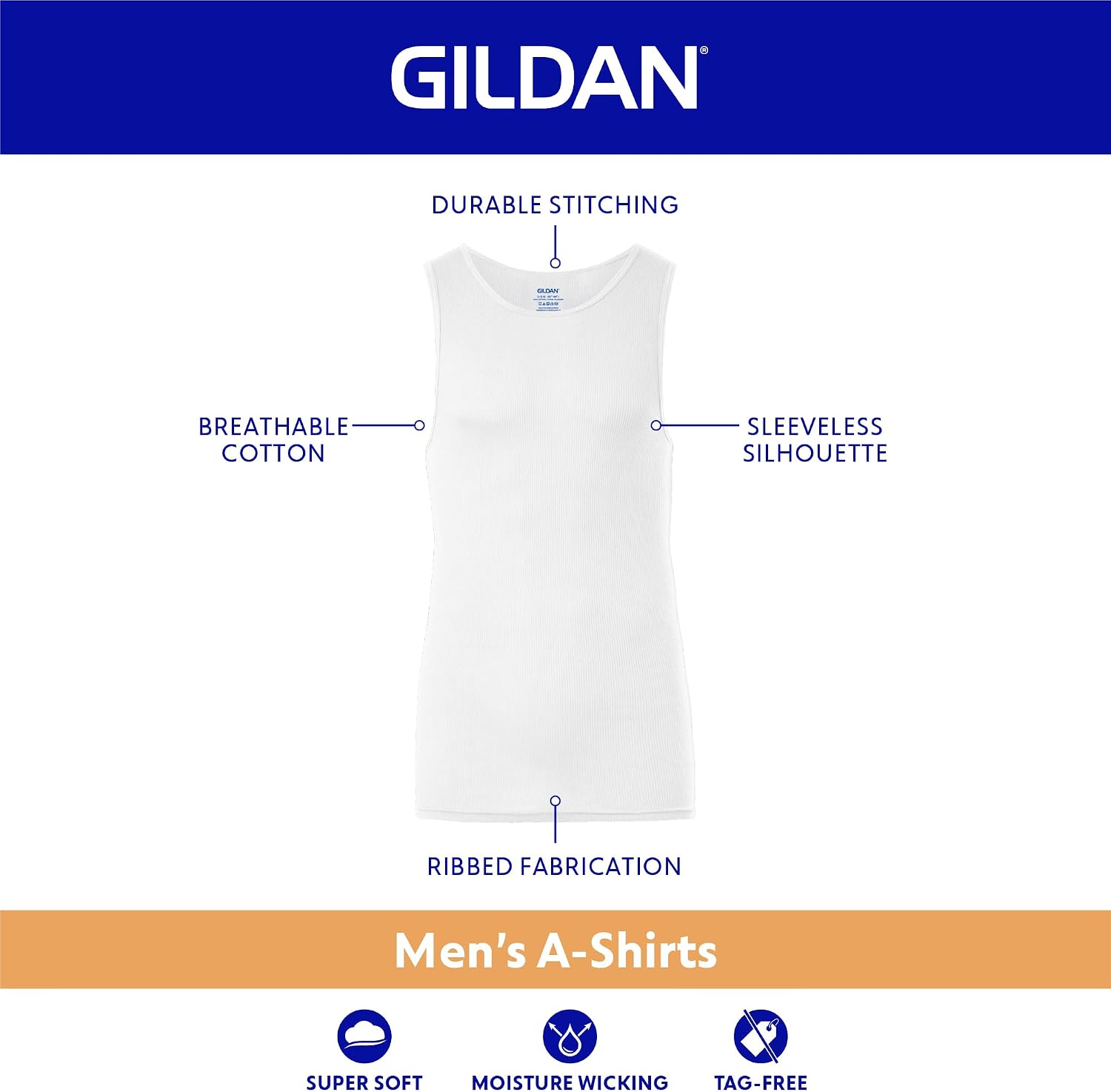 Detalle de Gildan Men's Sleeveless Tees Multi-Pack