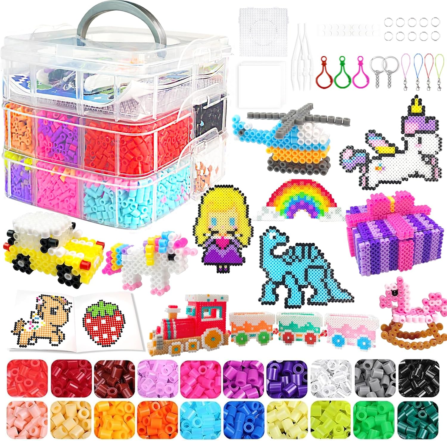Detalle de 20 Farben 5mm Bügelperlen Set mit Aufbewahrungsbox – 11000 Perlen, DIY Schmuck & Deko