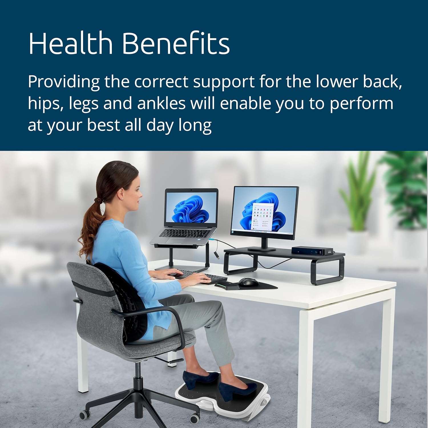 Thumbnail 6 de Kensington SoleMate Plus (56146) repose-pieds ergonomique SmartFit à 6 niveaux, inclinaison réglable et base antidérapante, gris