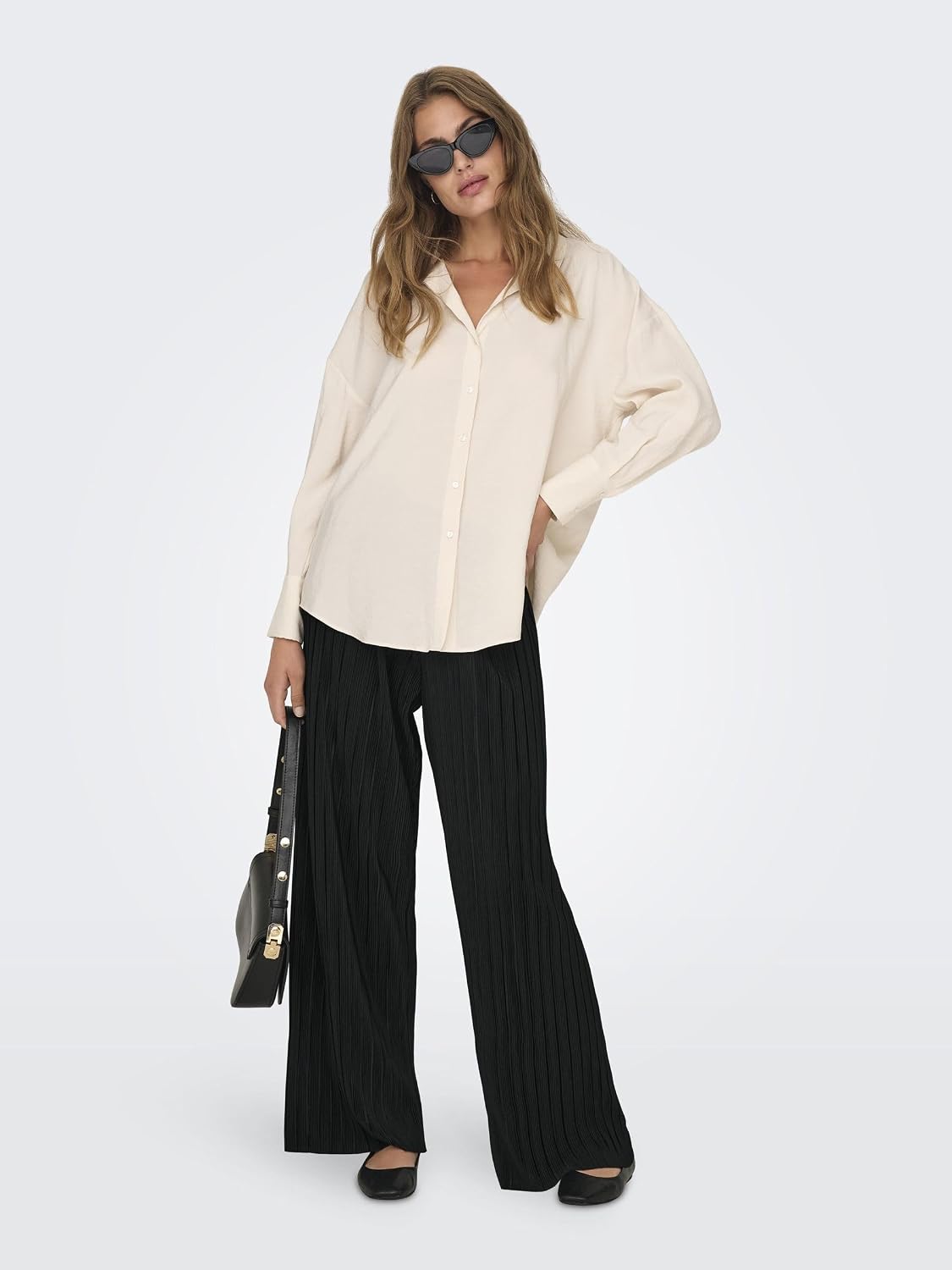 Detalle de ONLY Pantalon ONLRAVENNA Regular Fit pour femme – coupe régulière et jambes larges