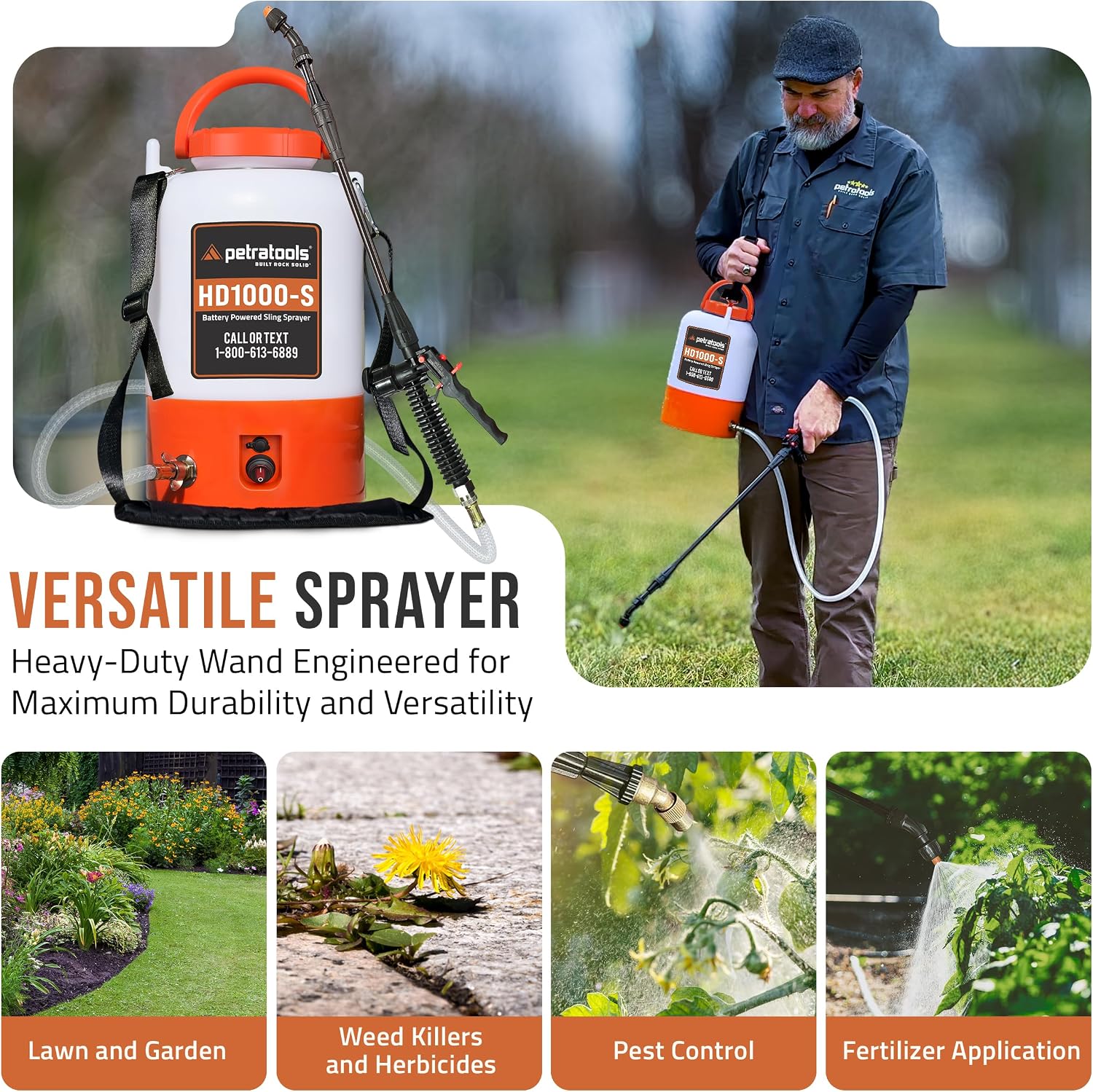Detalle 1 de PetraTools HD1000-S Electric Sprayer, 1 Gallon, 2 Nozzles, 2-Hour Runtime