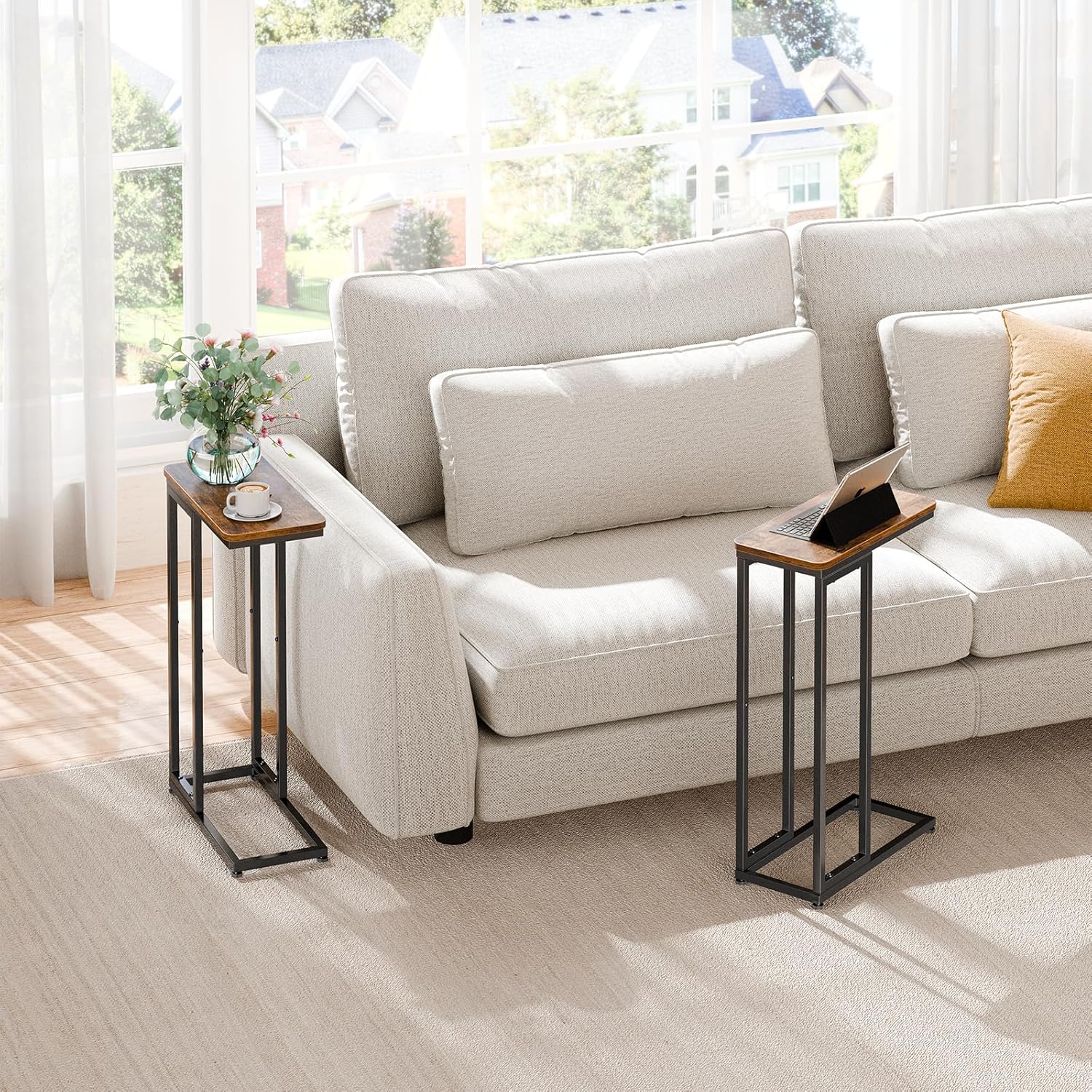 Thumbnail 6 de Simple Trending C Shaped Side Table Set (2-Pack) in Rustic Brown