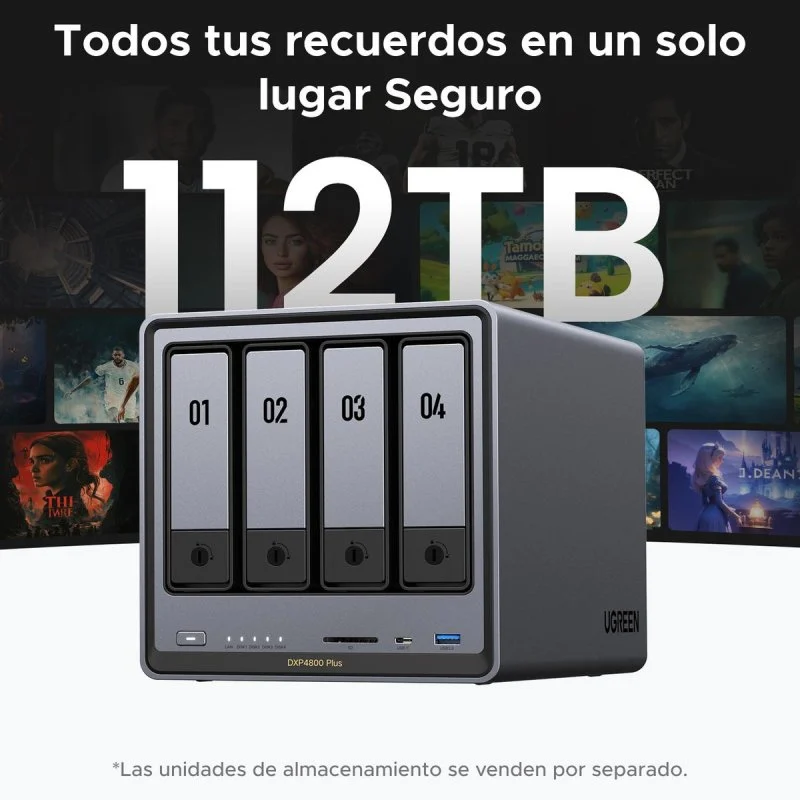 Detalle de UGREEN NASync DXP4800 Plus NAS 112 TB, 8 GB DDR5