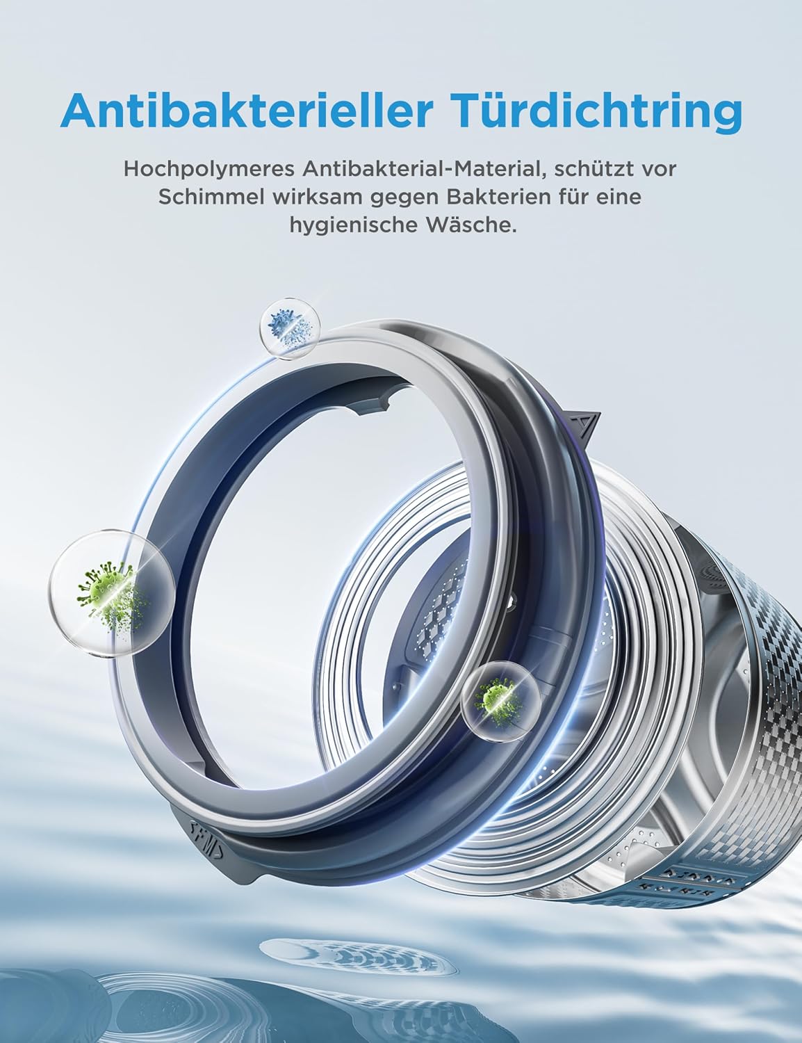 Detalle de Midea Waschmaschine MFV3EW100BA10 – 10 kg, A-10%, leise und vielseitig