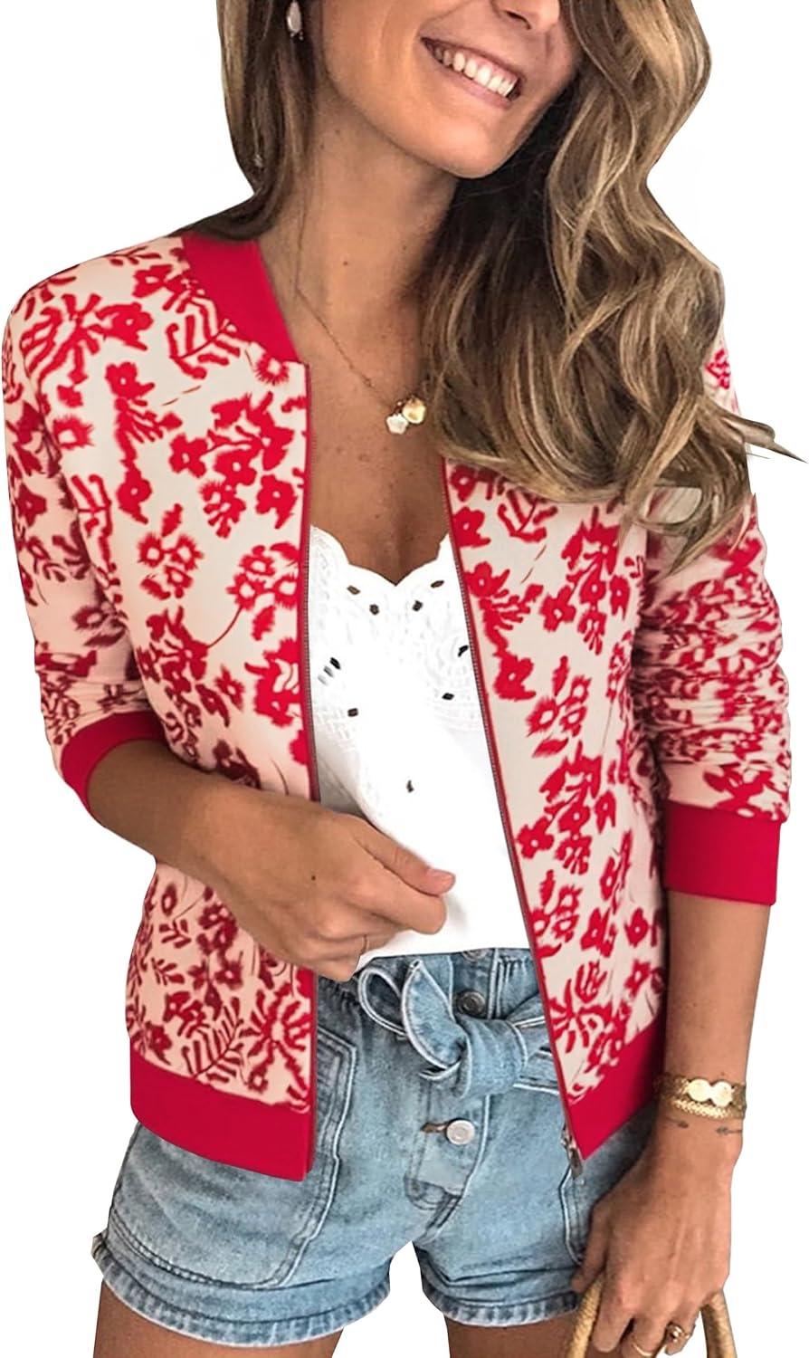 Thumbnail 5 de ECOWISH Damen Bomberjacke mit Blumenmuster