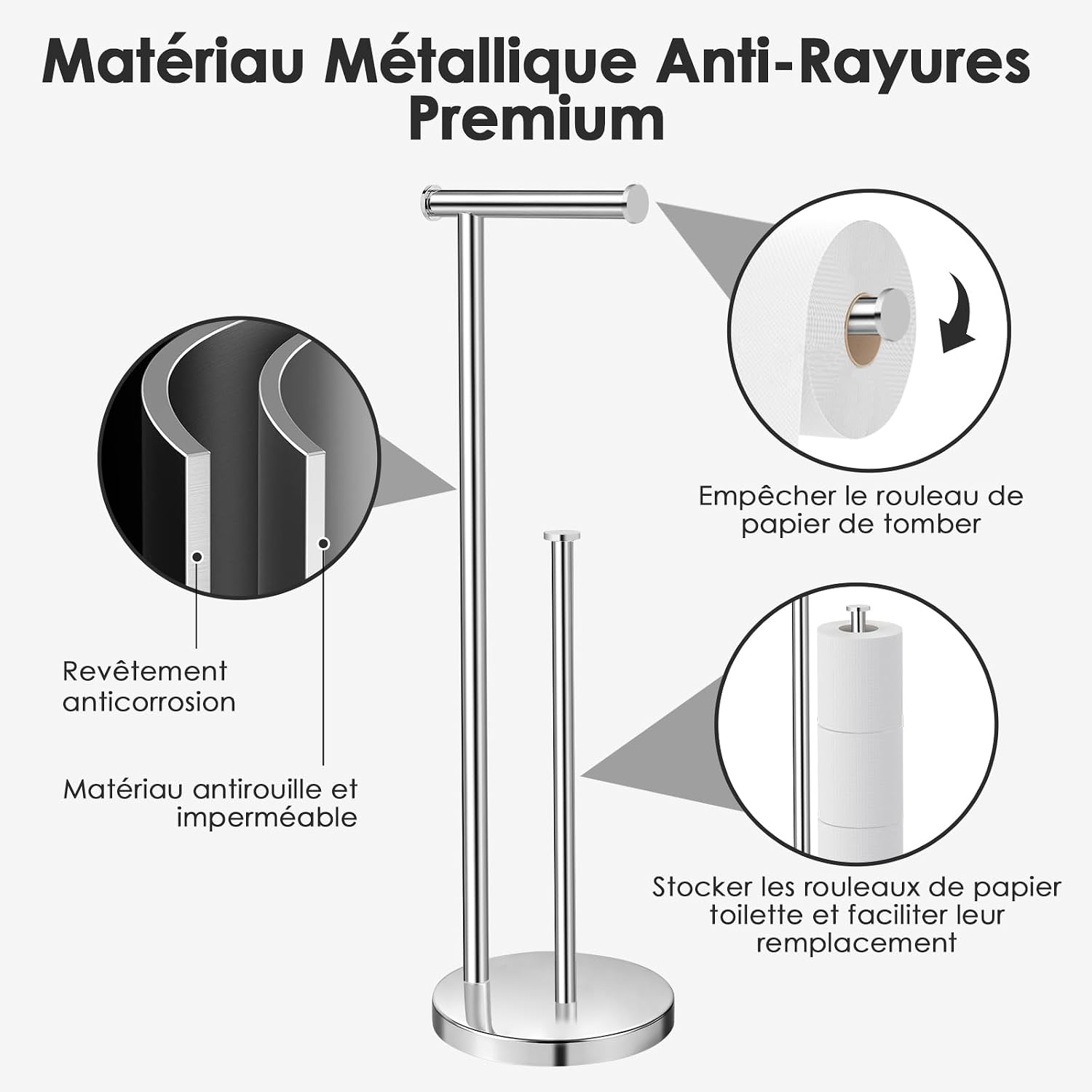 Detalle de Porte Papier Toilette sur Pied Antirouille