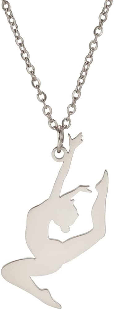 Detalle de EUEAVAN Turner-Anhänger Halskette mit Gymnastik-/Ballett-Motiv – Choker-Schmuck für Mädchen, Damen & Team