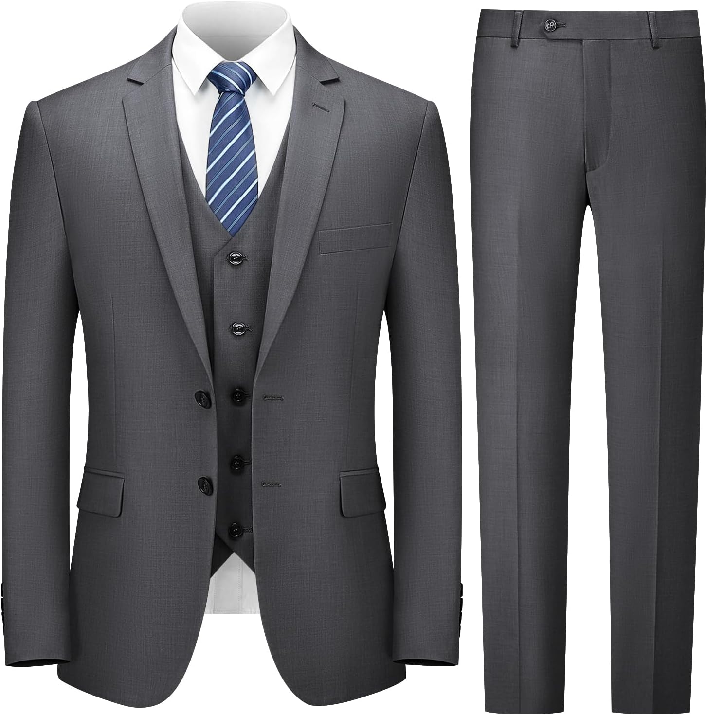 Detalle de Cooper & Nelson 3-Piece Men's Slim-Fit Suit Set with Tie
