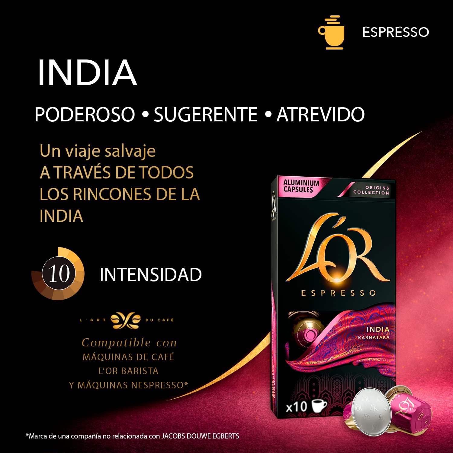 Thumbnail 2 de L'OR Espresso Cápsulas India Orígenes ☕ 200 Compatibles Nespresso