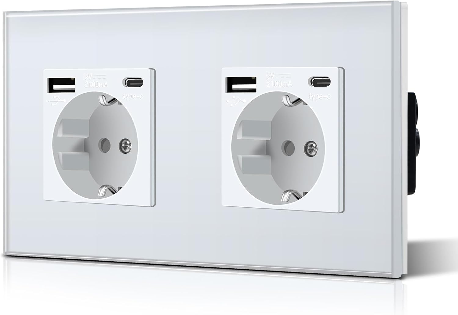 Detalle de BSEED Doppelt Schuko Wandsteckdose mit USB-C 3 in 1