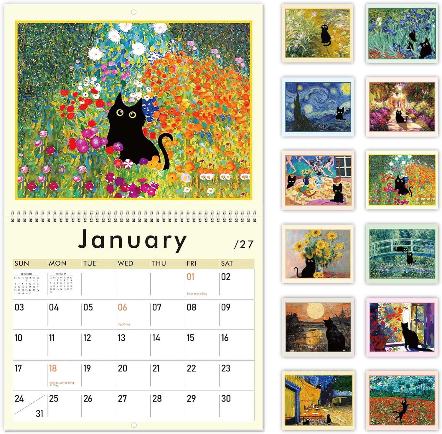 Detalle de GuassLee Cat Wall Calendar 14" x 23