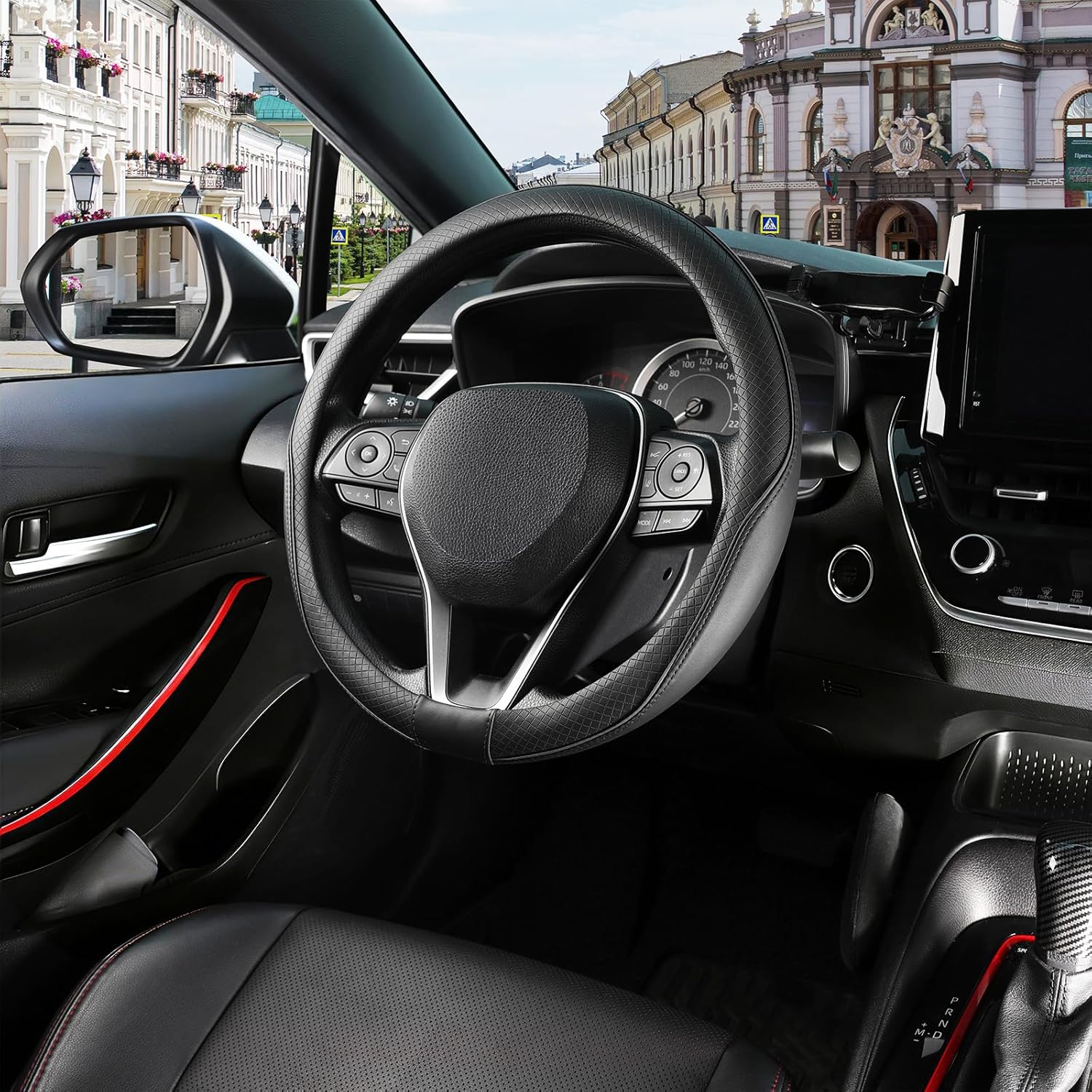 Thumbnail 4 de SEG Direct Steering Wheel Cover 37–39cm (Medium) in Black Microfiber Leather for a Non-Slip Grip