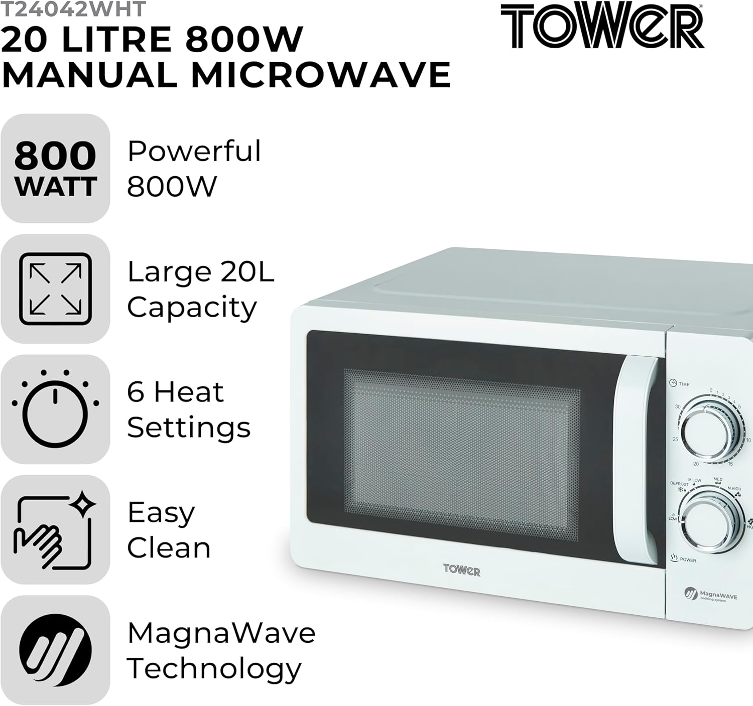 Thumbnail 1 de Tower T24042WHT Microwave