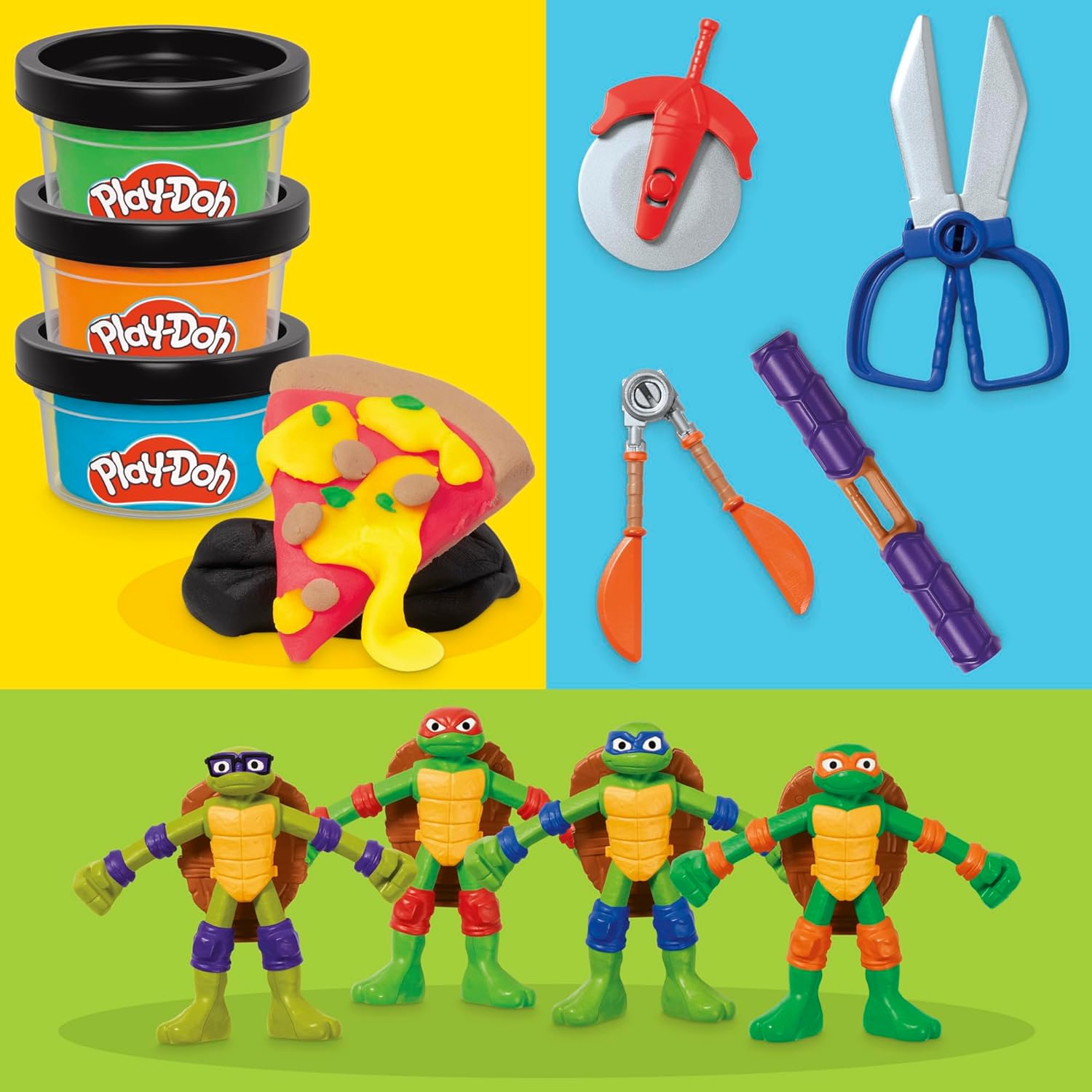 Detalle de Play-Doh Teenage Mutant Ninja Turtles Cowabunga Kreationen – Kreativset mit 4 beweglichen Ninja-Figuren