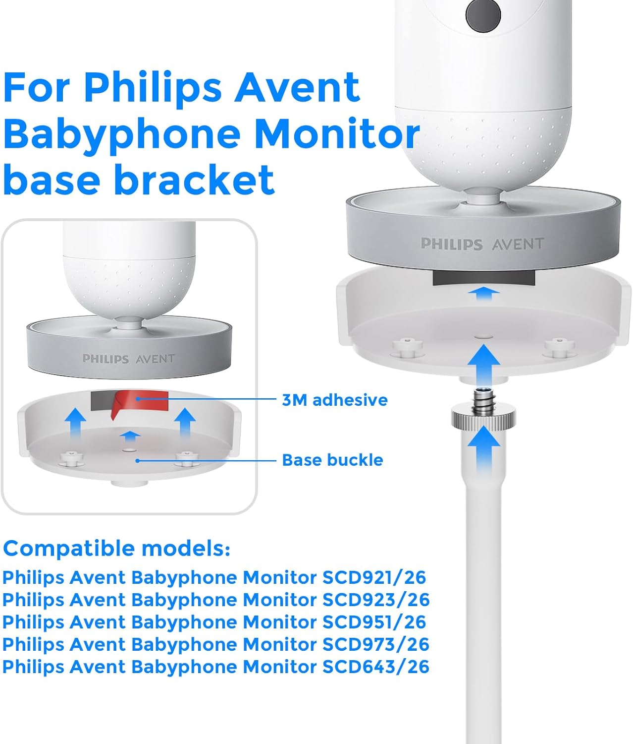 Thumbnail 1 de Tyeyober Flexible Twist Clip holder for Philips Avent baby monitor screens (SCD923/26, SCD921/26, SCD643/26, SCD973/26, SCD951/26)