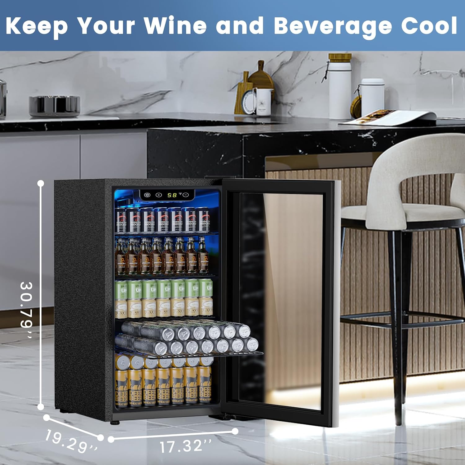 Thumbnail 6 de Electactic JC-90VEL-F Beverage Refrigerator, 3.2 Cu. Ft., 130-Can Capacity
