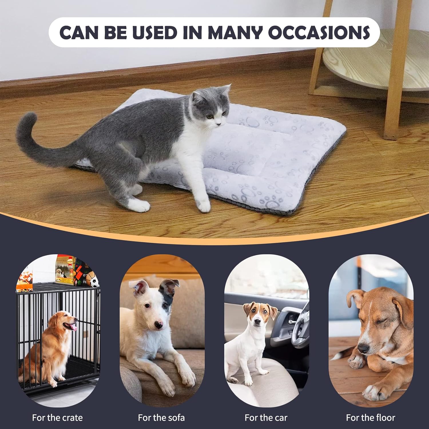 Thumbnail 3 de IEUUMLER Dog Bed Mat: Dual Purpose Washable Cushion for Pets (Grey, 76 x 50 cm)