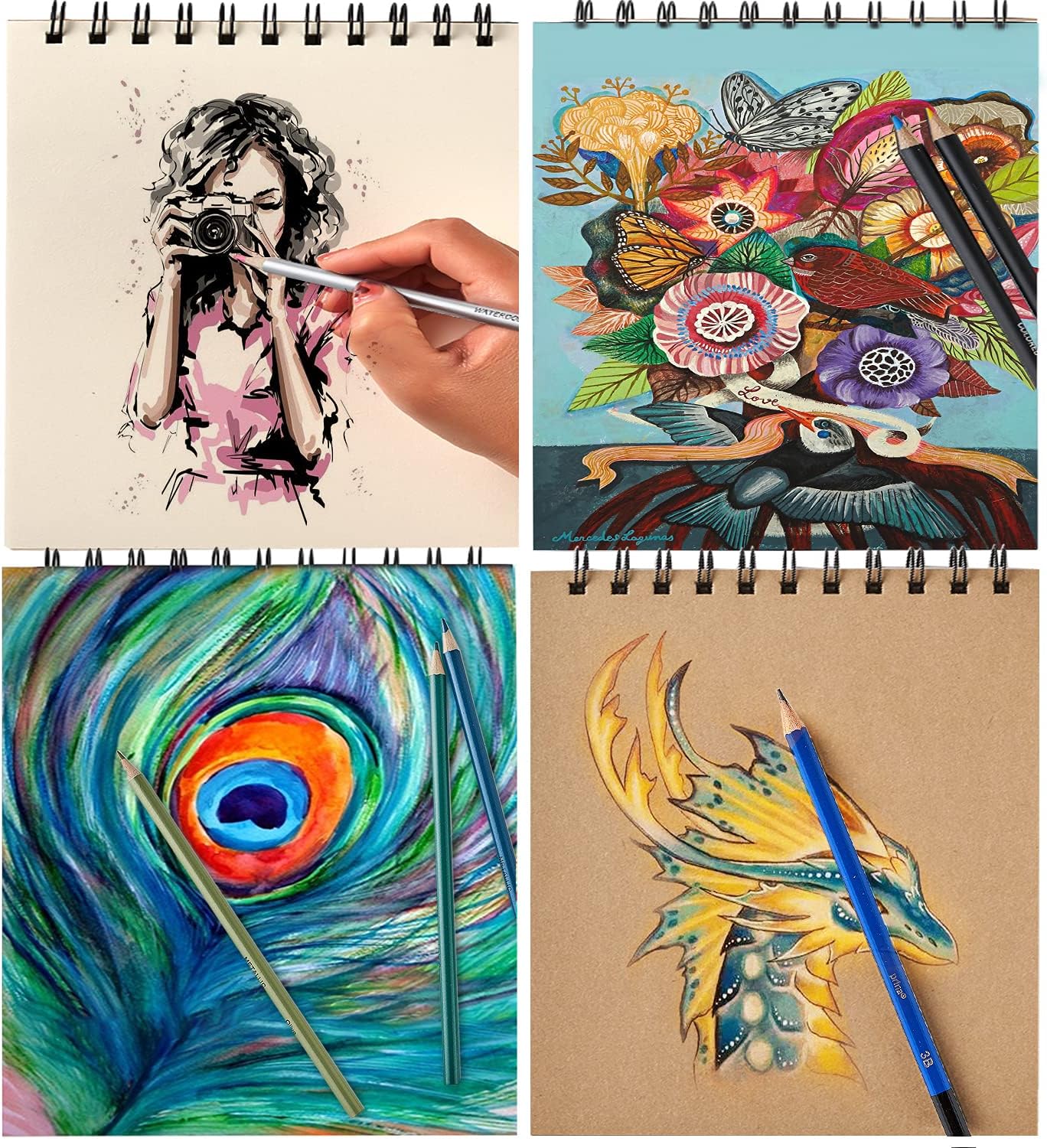 Thumbnail 3 de PRINA Prina 76-Pack Drawing Set Sketching Kit with 3-Color Sketchbook