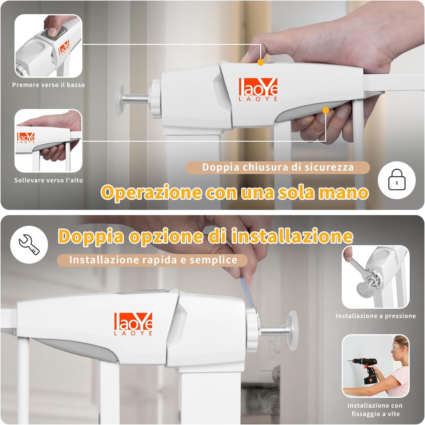 Thumbnail 4 de LAOYE Cancelletto per scale 92 cm, larghezza 75–124 cm 🚪