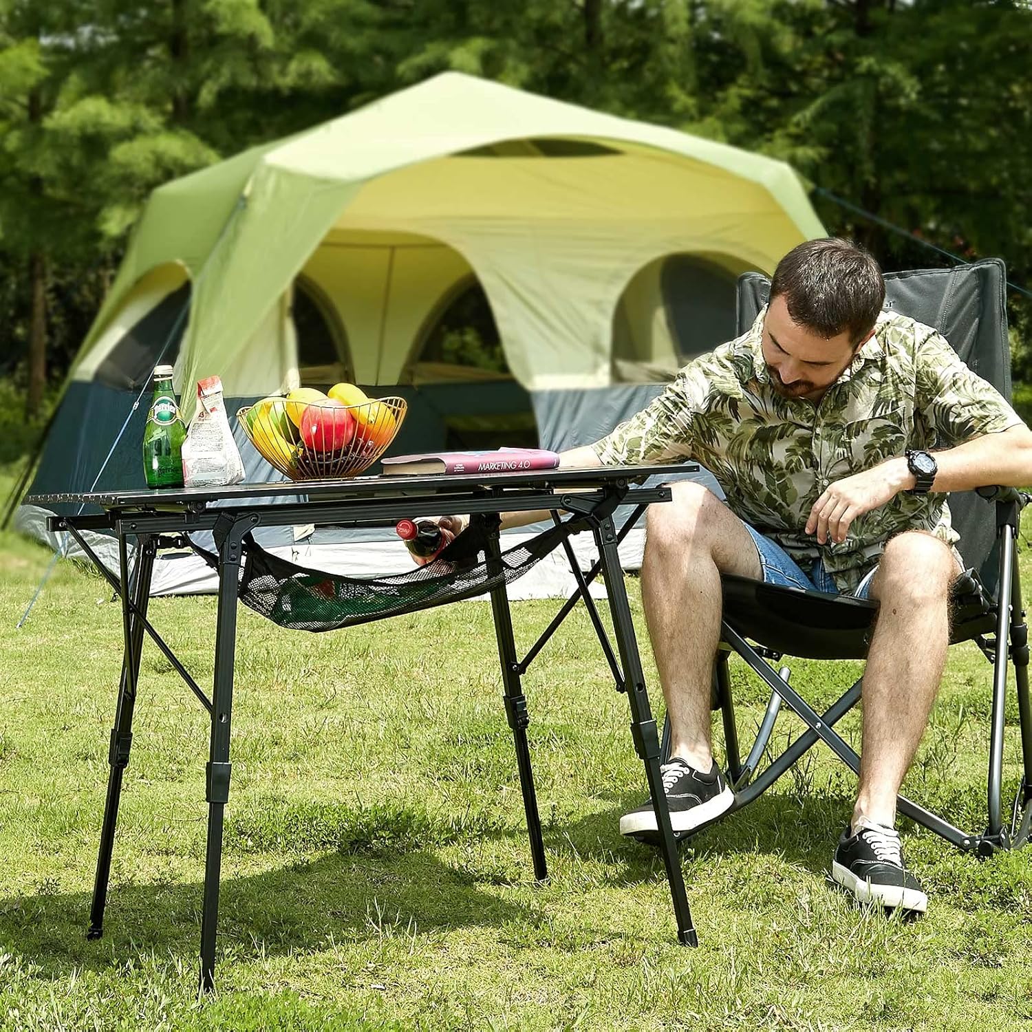 Thumbnail 6 de Portal faltbarer Campingtisch mit höhenverstellbaren 4 Beinen (Aluminium) 90 x 53 cm für bis zu 4 Personen