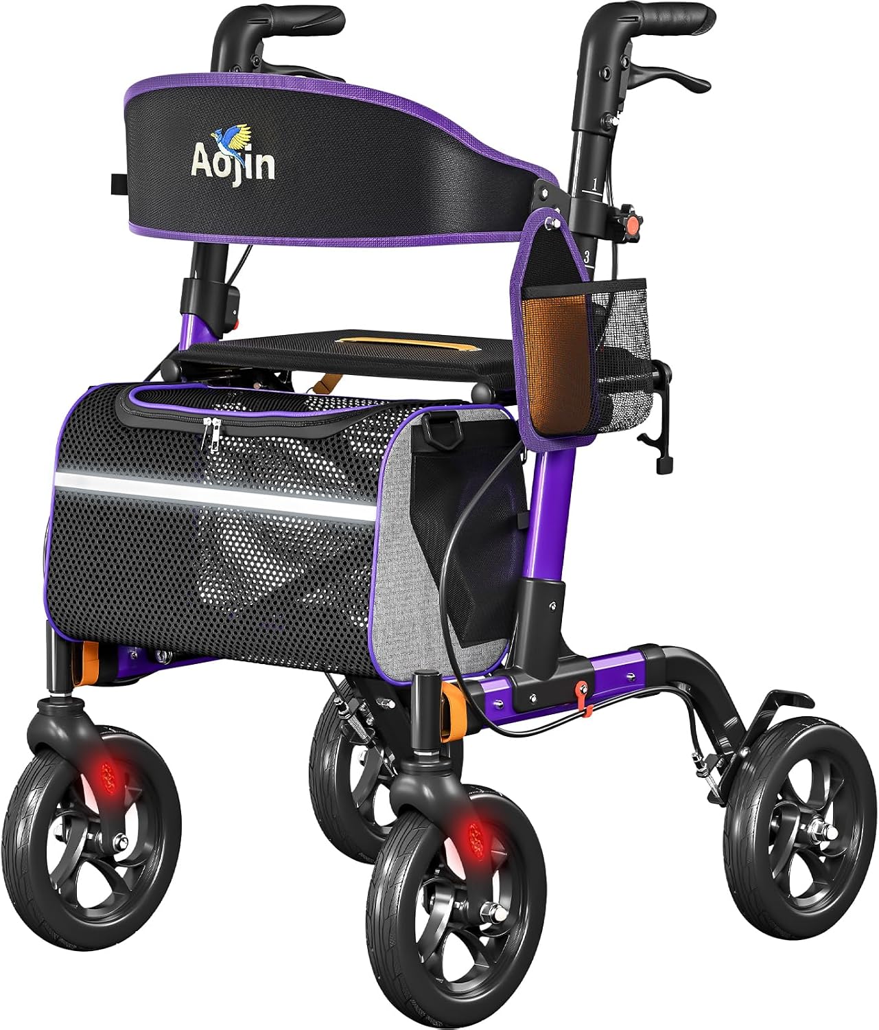 Detalle de Walkers for Seniors Rollator with Seat 350 lb Capacity 🟪