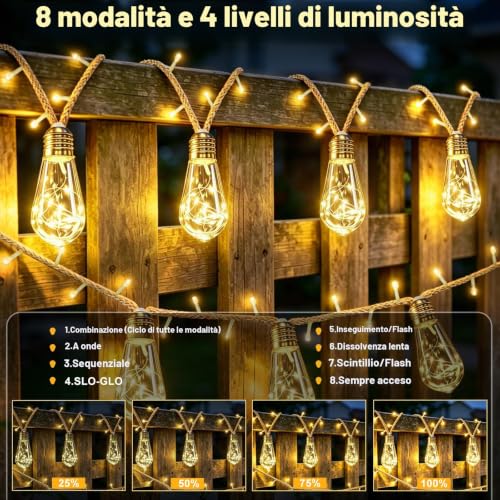 Detalle de Catena Luminosa Esterno Solare 10M con 15 Lampadine S17 di FIFlying